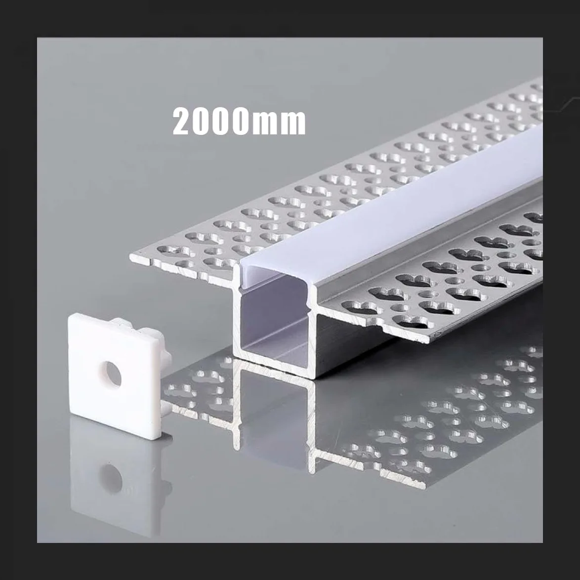 A2ZWORLD 8 Metri di Profilato Alluminio Per Striscia Led, Completo Di Copertura Tappi e Gancio, 4 Kit da 2 Metri Incasso Cartongesso con Alette a Scomparsa Interno 12mm (55X15mm)