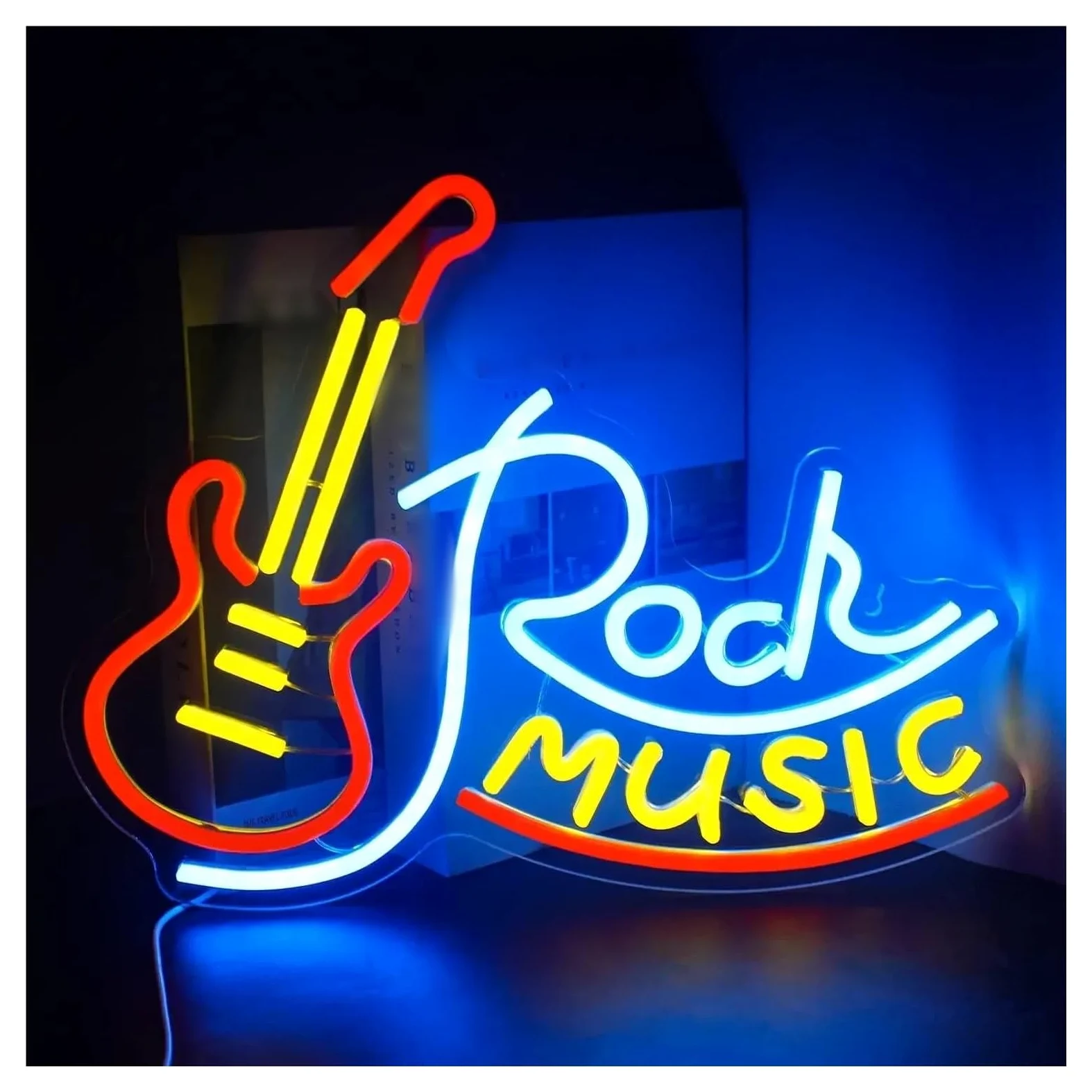 XENITE Luci al Neon Da Parete Decorazione Da Parete Con Insegna Al Neon Per Musica Rock, Sala Giochi, Bar, Negozio, Festival Musicale, Decorazione Per Feste Rock 32x38cm