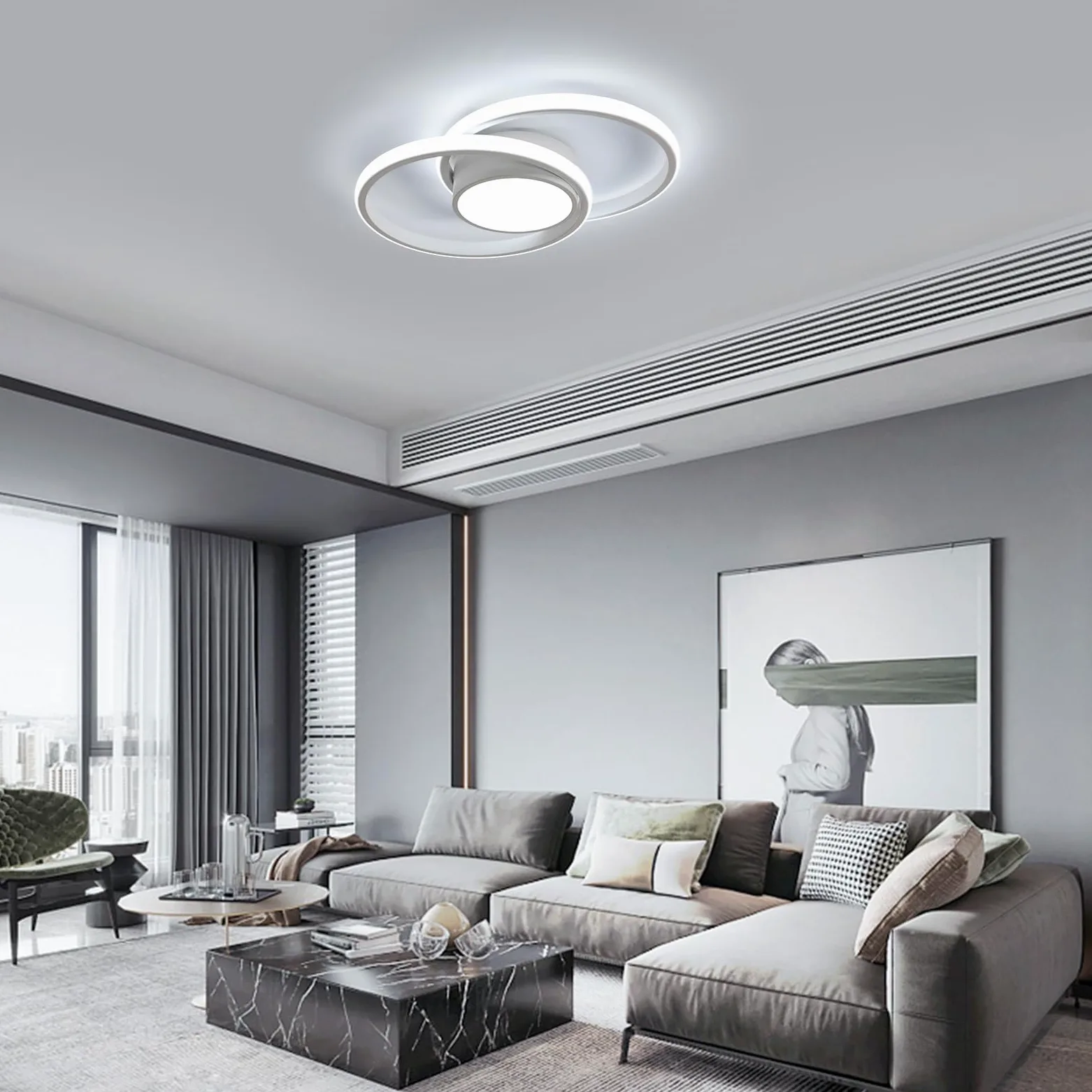 Plafoniera LED Soffitto Dimmerabile 3000K-6500K, 40W 4500LM Lampada da Soffitto Moderna con Telecomando, Lampadario Rotondo LED Bianco in Acrilico per Soggiorno, Camera da Letto, Ufficio
