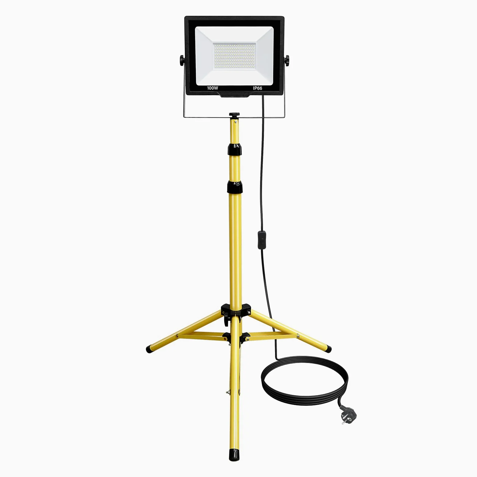 Willpower Treppiede Faretto da Cantiere 100W Faro da Lavoro LED Esterno | Faro LED 10,000LM, Con Spina, 6000K Bianco, Impermeabile IP65, Proiettore LED per Interni Officina Garage Industriale