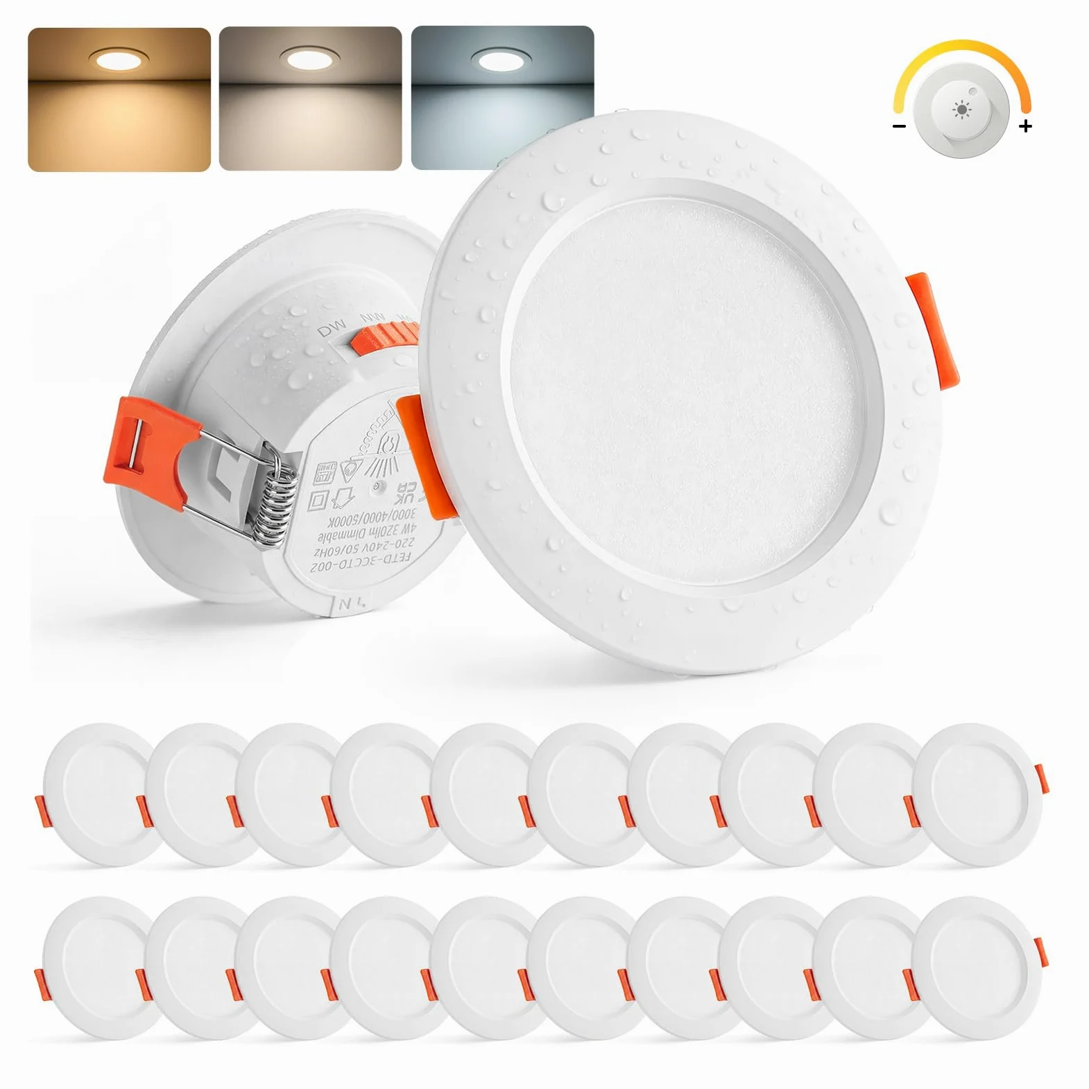 Sanyoung Faretti da Incasso per Cartongesso Dimmerabile 4W, Set di 20 | Foro 55-68mm, Luce Caldo Luce Naturale Luce Freddo, 320LM, Impermeabile IP44, Faretto LED 220V per Bagno