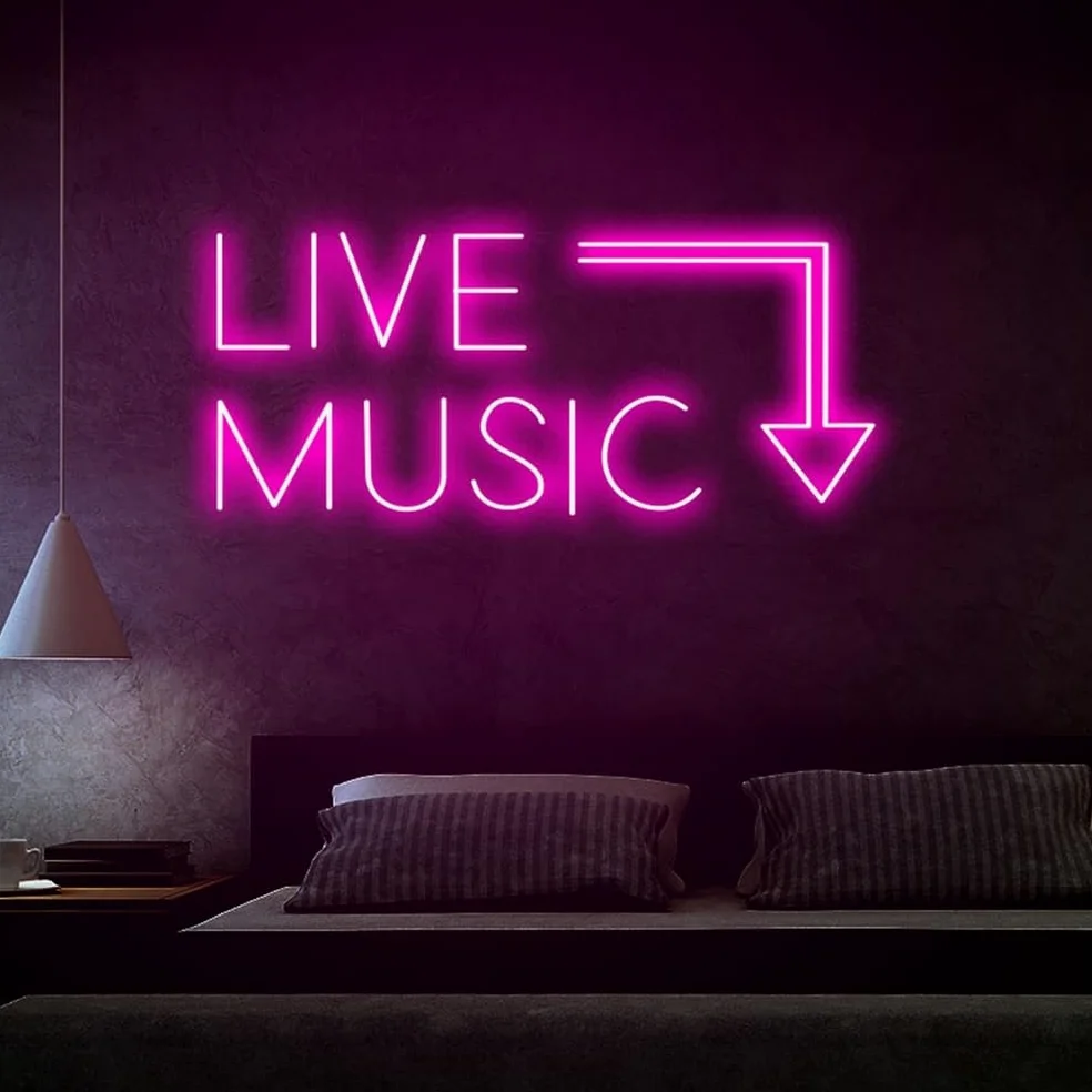 Insegna al Neon di Musica dal Vivo Barra della Musica Segno di Luce al Neon Festa in Musica LED Luce al Neon casa Camera Decorazione murale Negozio Decoro Festival Musicale luci al Neon,B