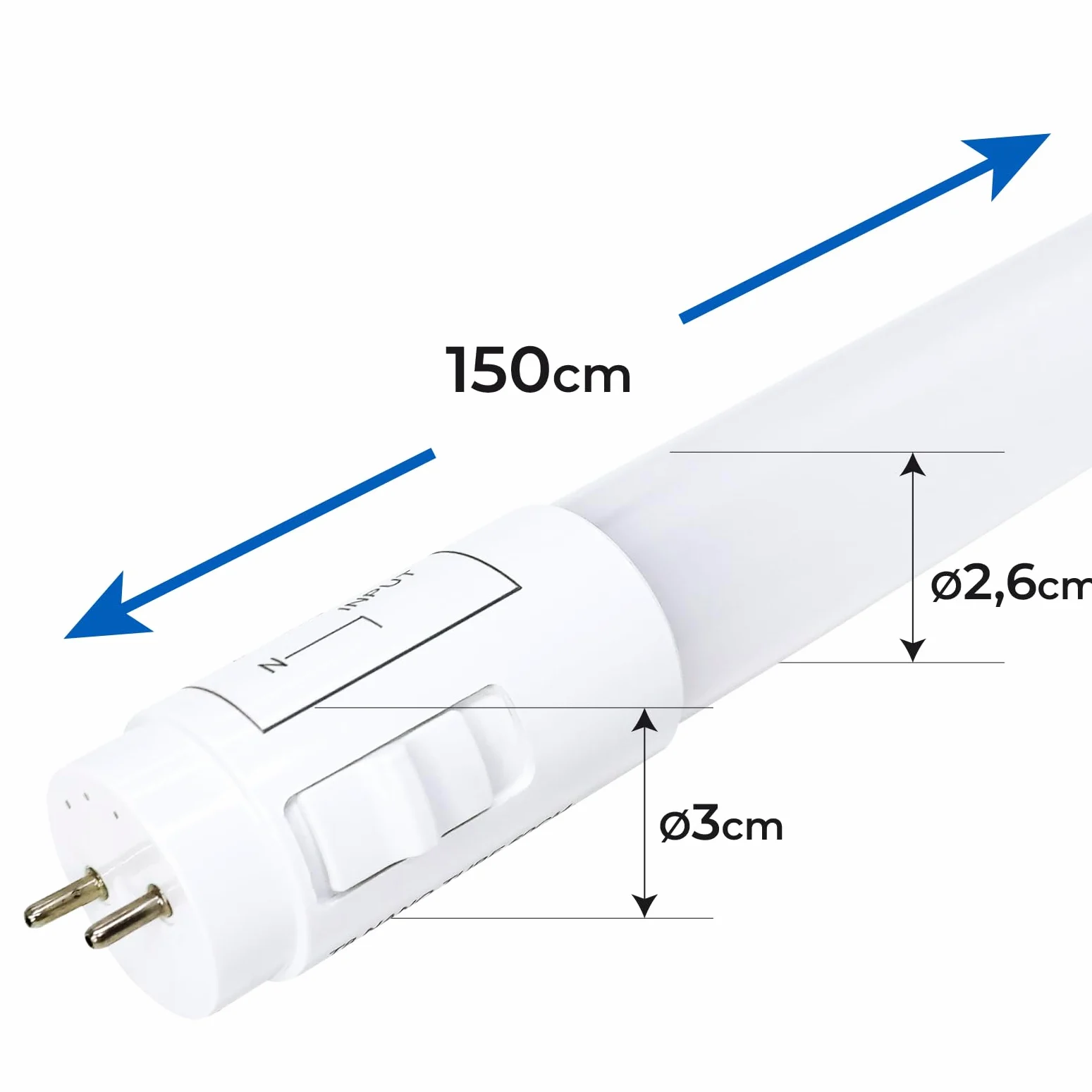 LED ATOMANT Confezione da 10 Tubo LED 150cm 24W, CCT (Selettore di Colore Bianco Caldo, Neutro e Freddo), 2900 Lumen, Started LED Incluso, Standard T8