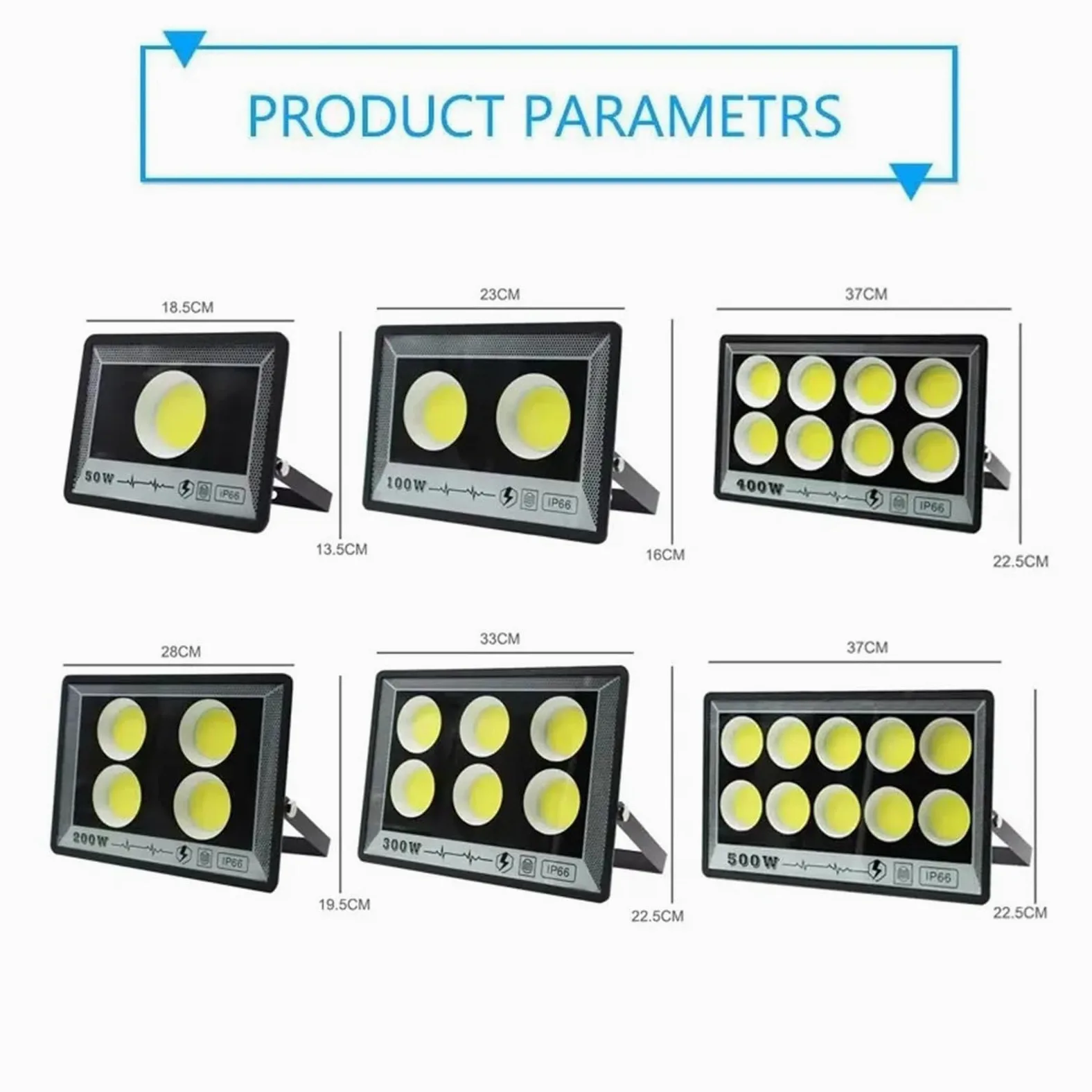 Proiettore per esterni, Proiettore a LED 500W 400W 300W 200W 100W 50W AC 220V Faretto da parete for esterni IP66 Lampione stradale a LED impermeabile(Warm White,50W)