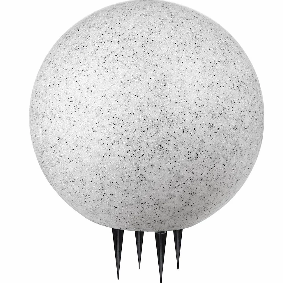 BAKAJI Lampada Design Sfera da Giardino Diametro 40 cm Luce Illuminazione Esterno da Terra o Tavolo Attacco E27 Lampadina Max 35 W Decorazione Effetto Pietra con Picchetti di Fissaggio Terreno
