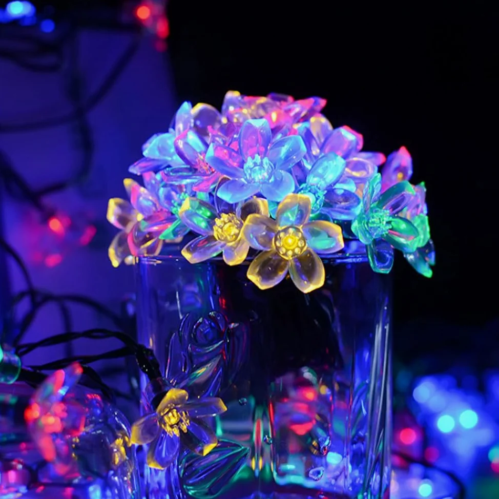 A,32M,Luci a LED a Stringa a Forma di Fiore, 12M 8 modalità 100 LED per Esterni, Impermeabili, luci da Favola per Patio, Giardino, Recinzione, Cortile e Decorazioni per L'Albero di Natale