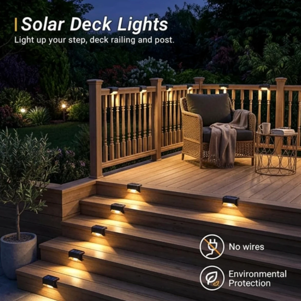 4 Pezzi Luce Solare led Esterno da Giardino, Lampada Solare da Esterno, IP55 Impermeabile Faretti, Applique da Parete, Segnapasso per Scale, Patio, Terrazzo, Vialetto (Bianco Caldo)