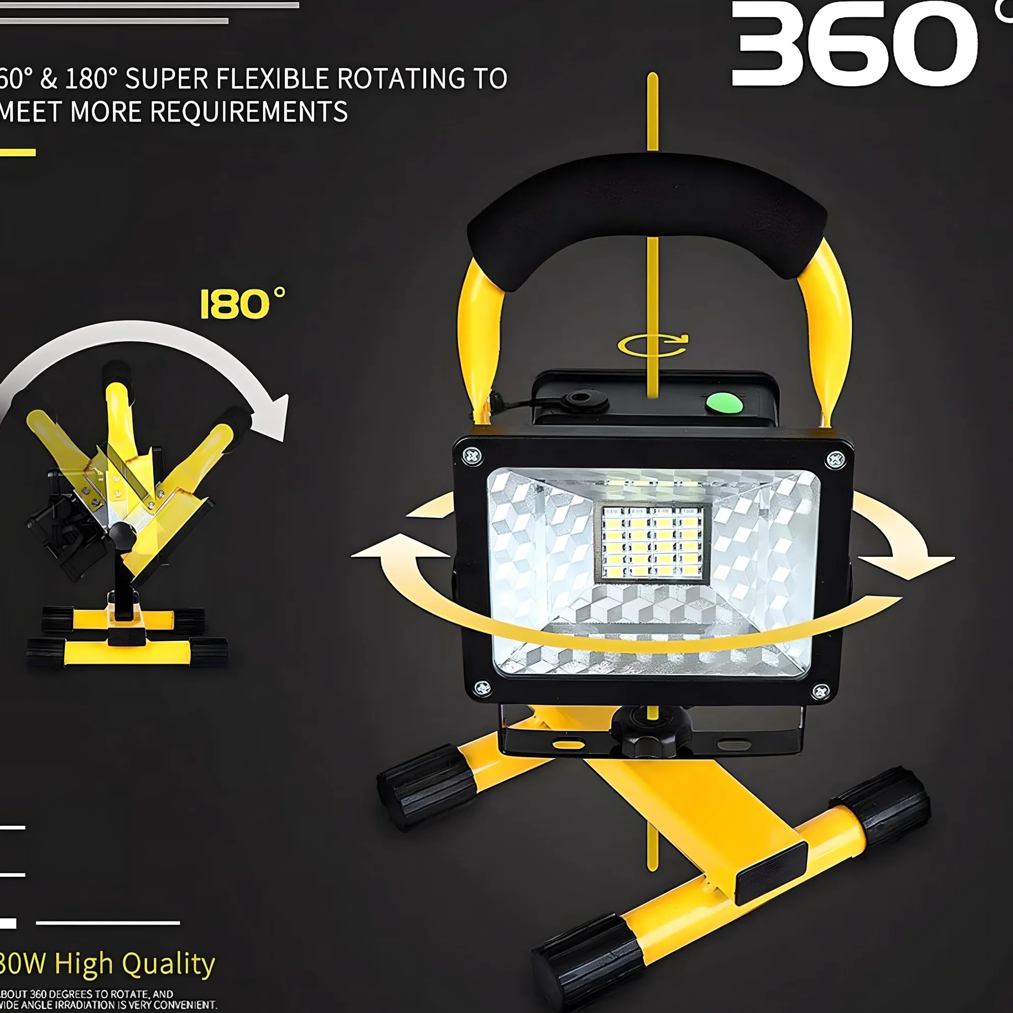 Luce da lavoro a LED ricaricabile, luce da lavoro portatile a LED con illuminazione spot e ricarica USB, luci impermeabili IP65 per esterni, campeggio, cantiere, officina, garag 1.8m telescopic stand