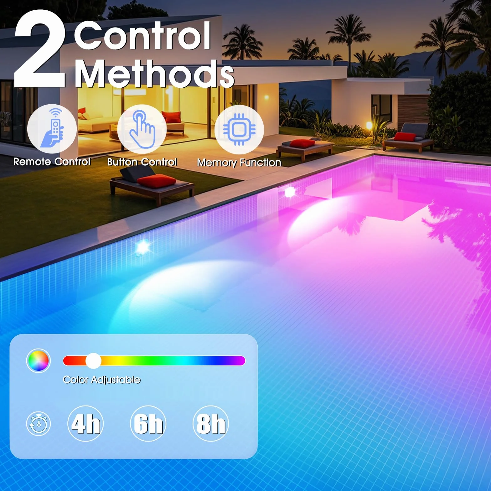 DeeprBetter Luci Piscina Fuori Terra Magnetica con Telecomando, Ricaricabili LED Luci Piscina a Immersione con 9 Modalità Illuminazione, IP68 Impermeabili Lampade per Piscine Subacquea per Spa Bañera