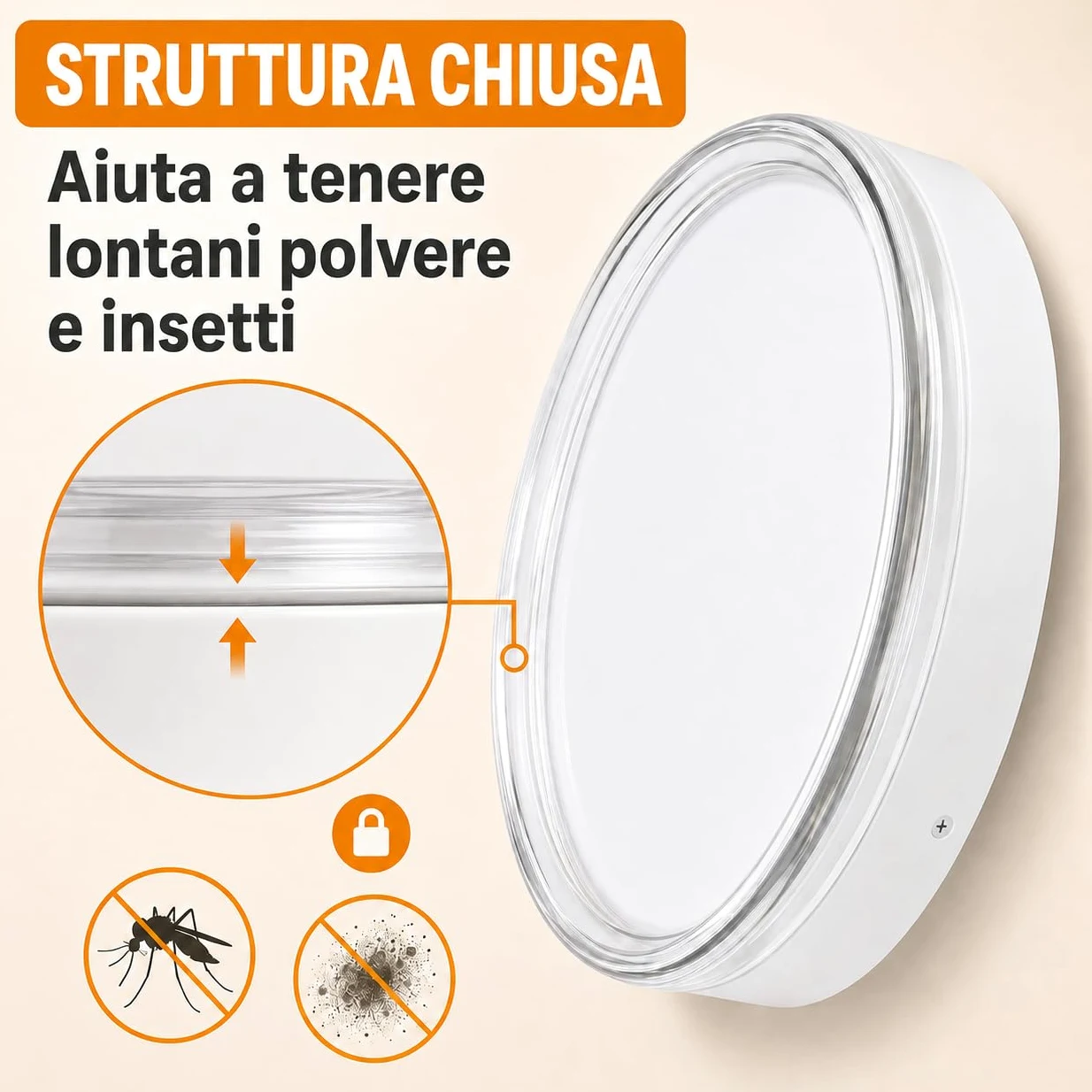 MARSI Plafoniera LED IP65 Ø30 cm 24W, 3 CCT 2800K 4000K 6000K | Bianca, installazione a soffitto o parete, per bagno, corridoio e balcone. Bordo in acrilico trasparente