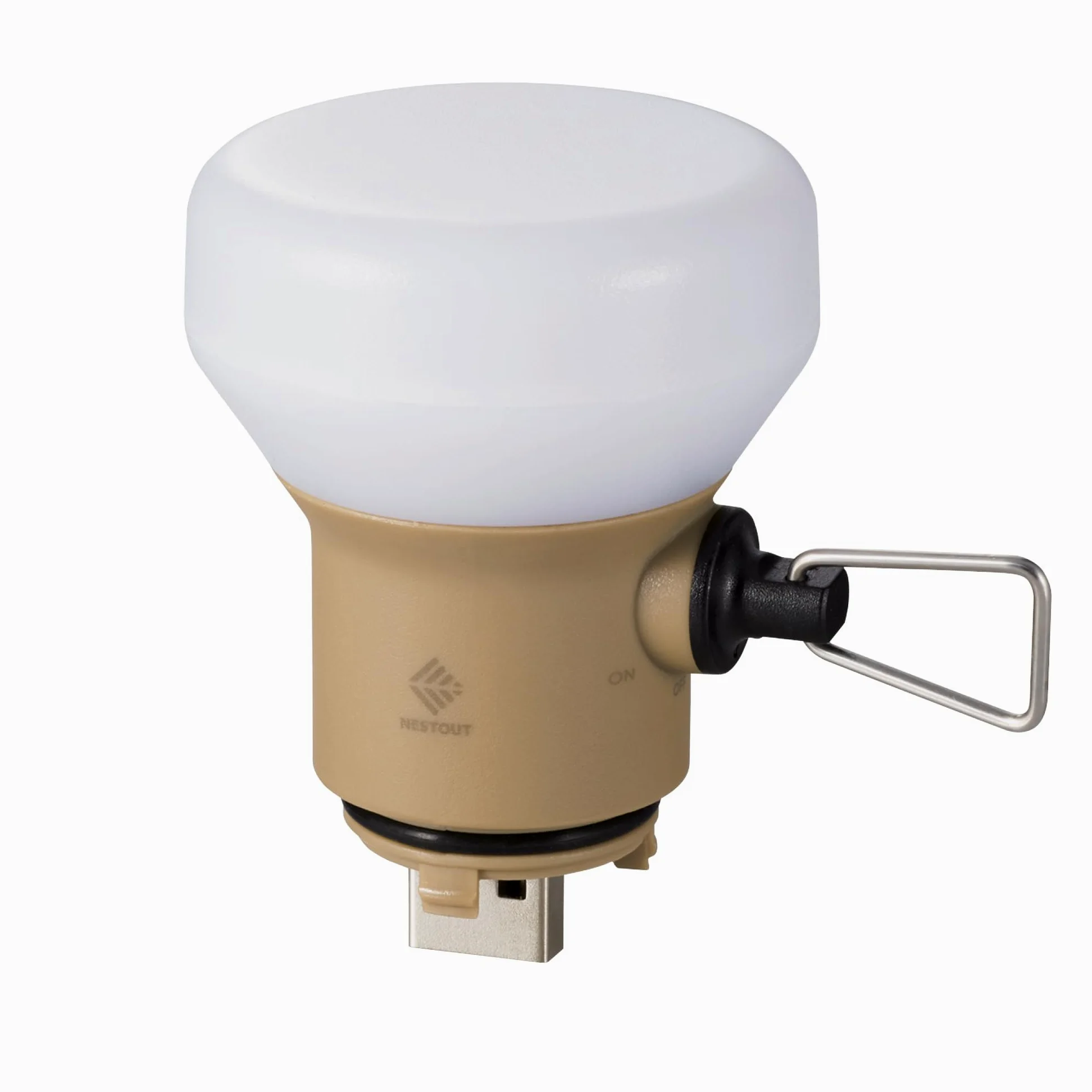 ELECOM NESTOUT Outdoor Camping LED Lantern w/ Mini Tripod, Dimmable USB Powered Soft LED Light, IP44 Water Dust Resistant, 10-350 Lumen, Portable Lamp for NESTOUT Power Bank, Beige (LAMP-1)