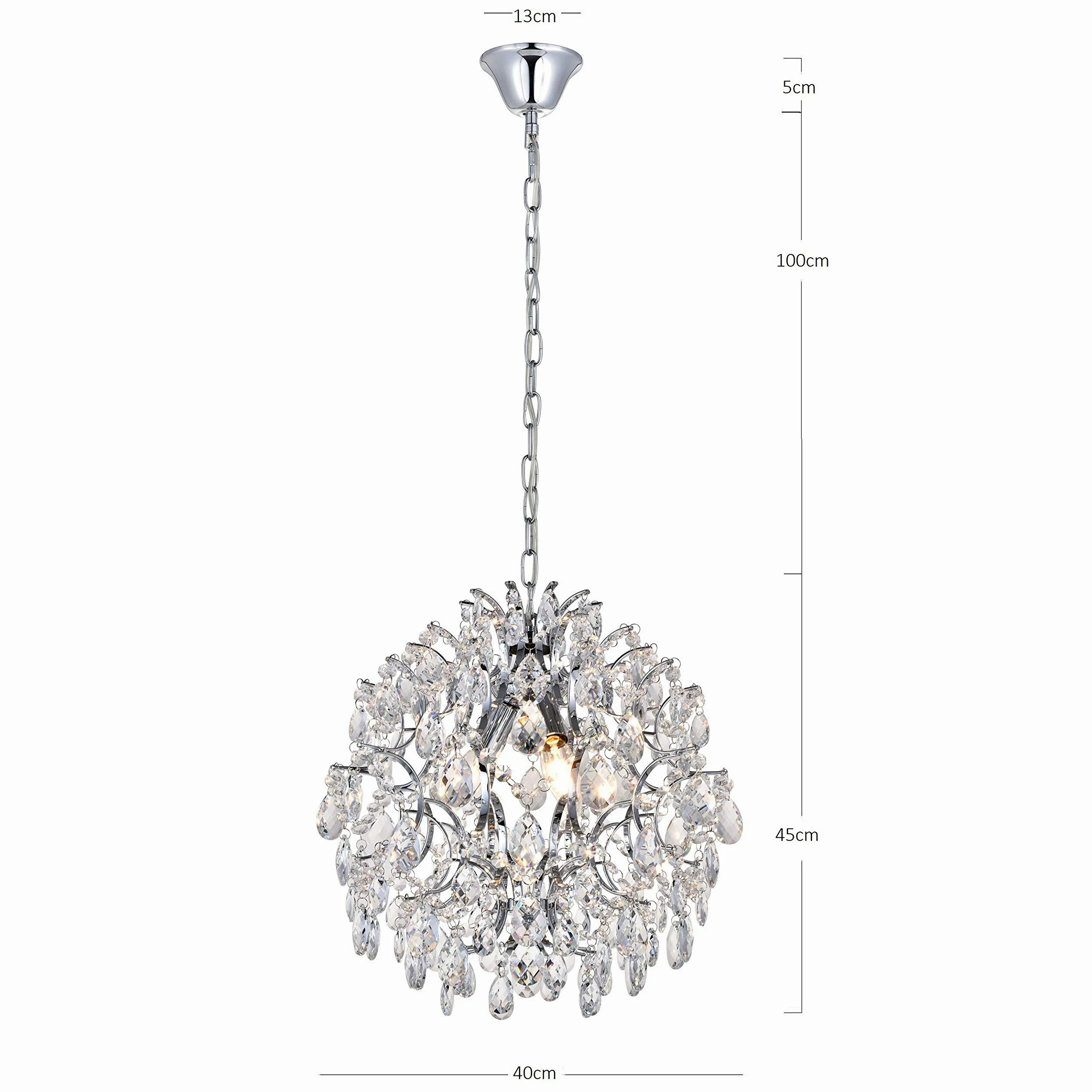 BESTIER Lampadario moderno a sospensione Cristallo goccia di pioggia Lampada da soffitto a soffitto Apparecchio per sala da pranzo Bagno Camera da letto Soggiorno 3 E14 Lampadine Diametro