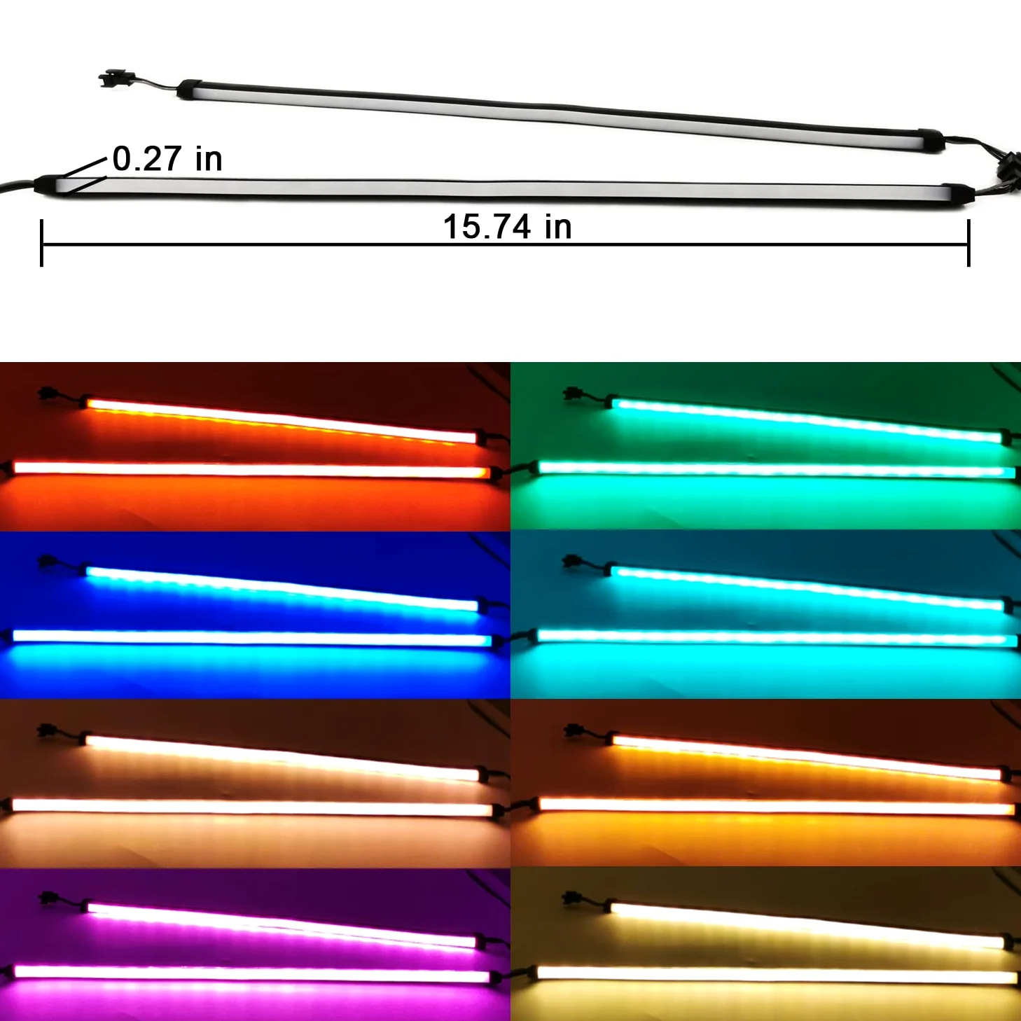 airgoo Striscia LED RGB neon per PC, 40 x 1,4 x 0,7 cm, tubo diffuso in gomma siliconica, per intestazione RGB a 4 pin da 12 V, con staffe magnetiche, facile da installare