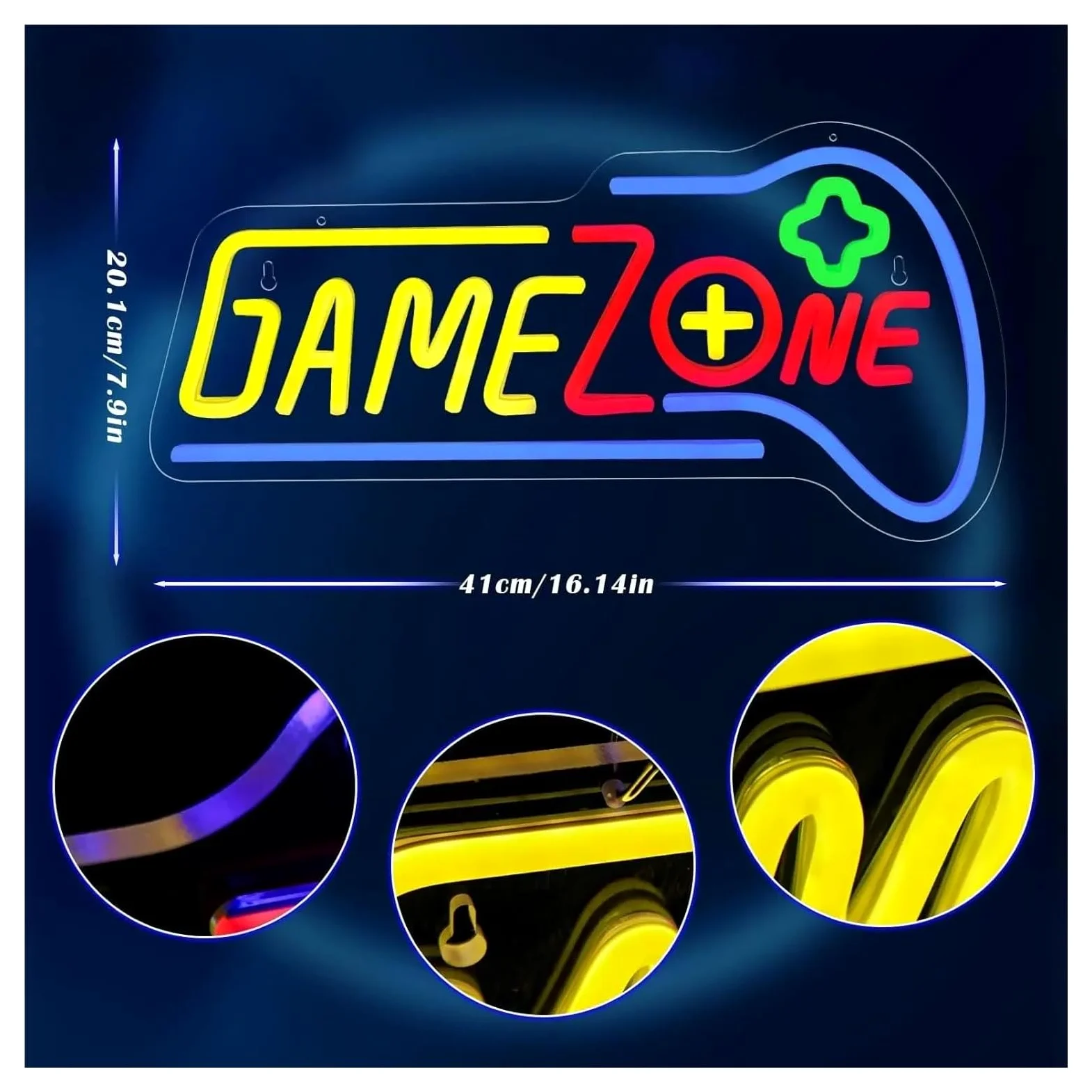 Insegna al Neon LED Insegne Al Neon A LED Dimmerabili Game Zone Per Sala Giochi, Camera Da Letto, Ragazzi, Casa, Decorazioni Per Feste Di Videogiochi,41x20cm