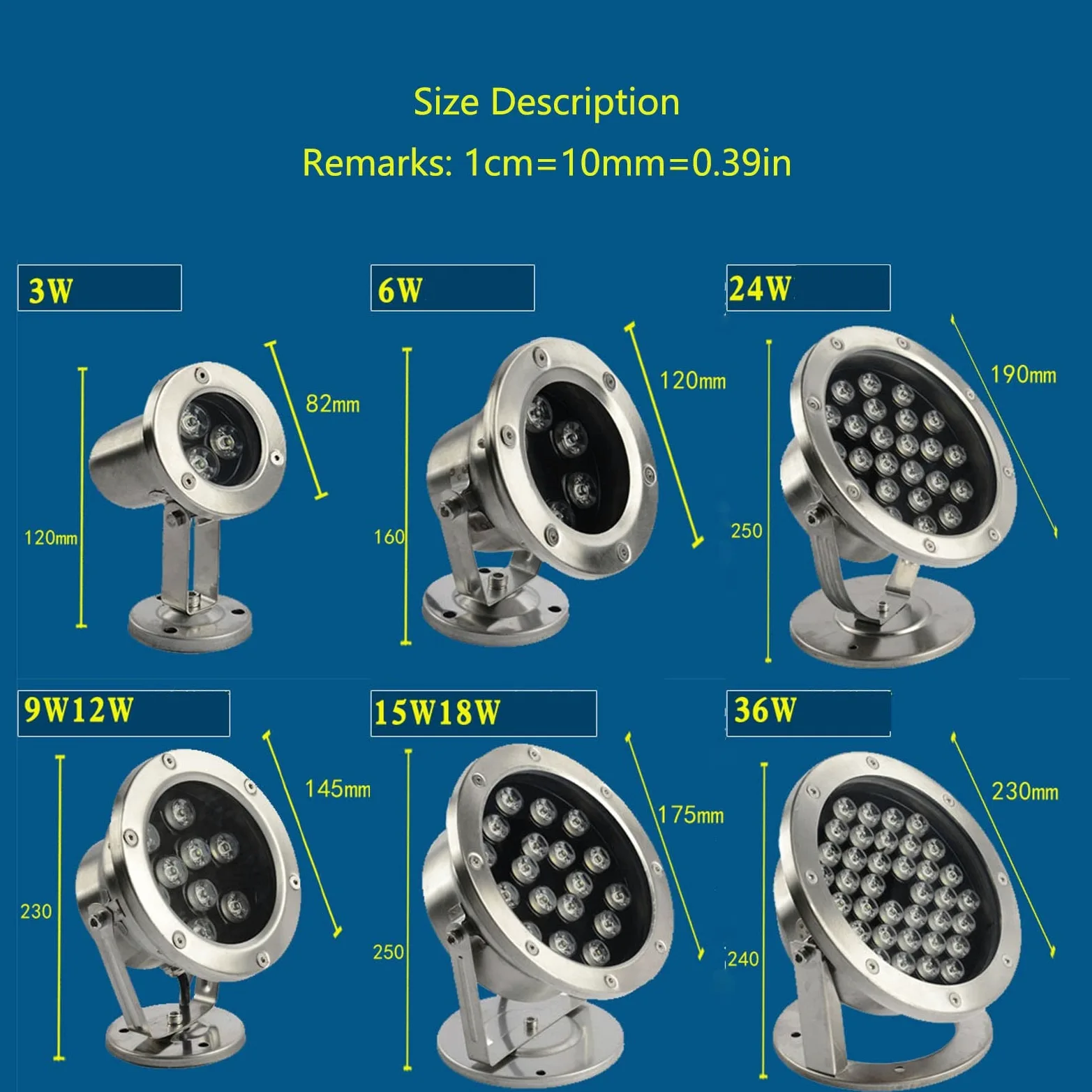 24w Luce Subacquea LED Luce Stagno 12-24V IP68 Luce Impermeabile Paesaggio Acquatico for l'illuminazione Giardino, Patio, dell'acquario e Piscina (Blue)