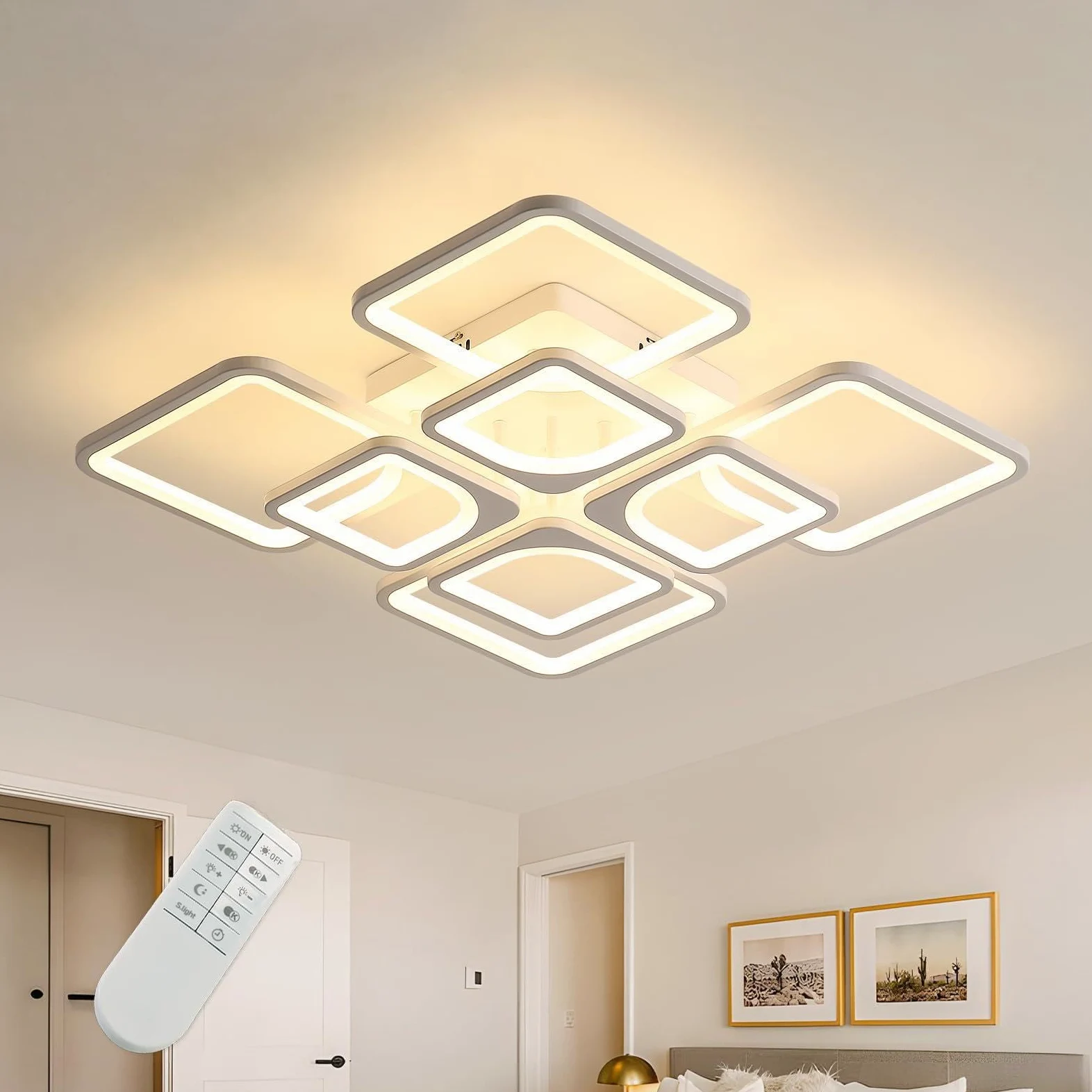Comely Plafoniera LED Moderna, 80W Lampada da Soffitto, Lampadario LED Soffitto Dimmerabile con Telecomando e Controllo APP 8000LM 3500K - 6500K per Soggiorno, Camera da Letto, Sala da Pranzo