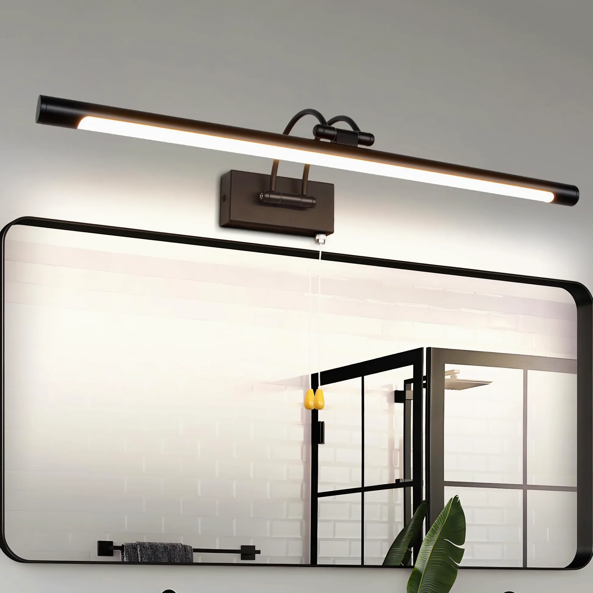 MantoLite LED Lampade da Parete per Quadri,12W 3000K Illuminazione per Interni con testa Girevole e Interruttore, Specchio da Bagno Illuminazioni per Pareti Lampade Lettura Applique (Nero,60CM)