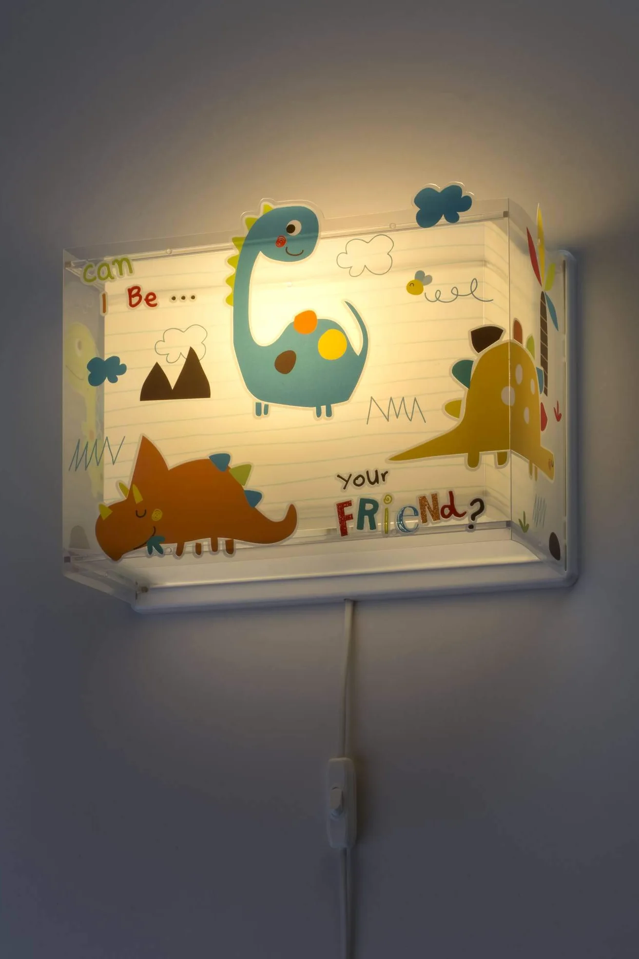 Dalber - Lampada da parete E-27, Dinosauri, Multicolore, 31 x 13 x 23.5