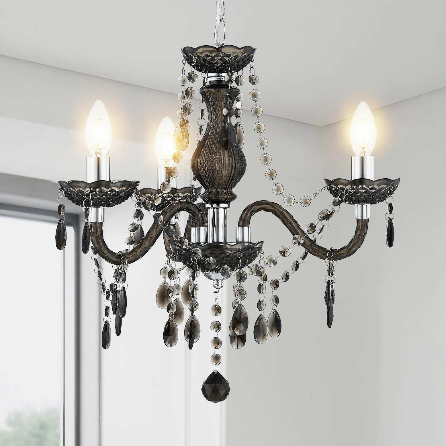 GyroVu Lampadario per Soggiorno, Mini Lampada a Sospensione con 3 Luci in Acrilico con Catena Regolabile, Lampada da Soffitto Rosa per Sala da Pranzo, Soggiorno, Camera da Letto