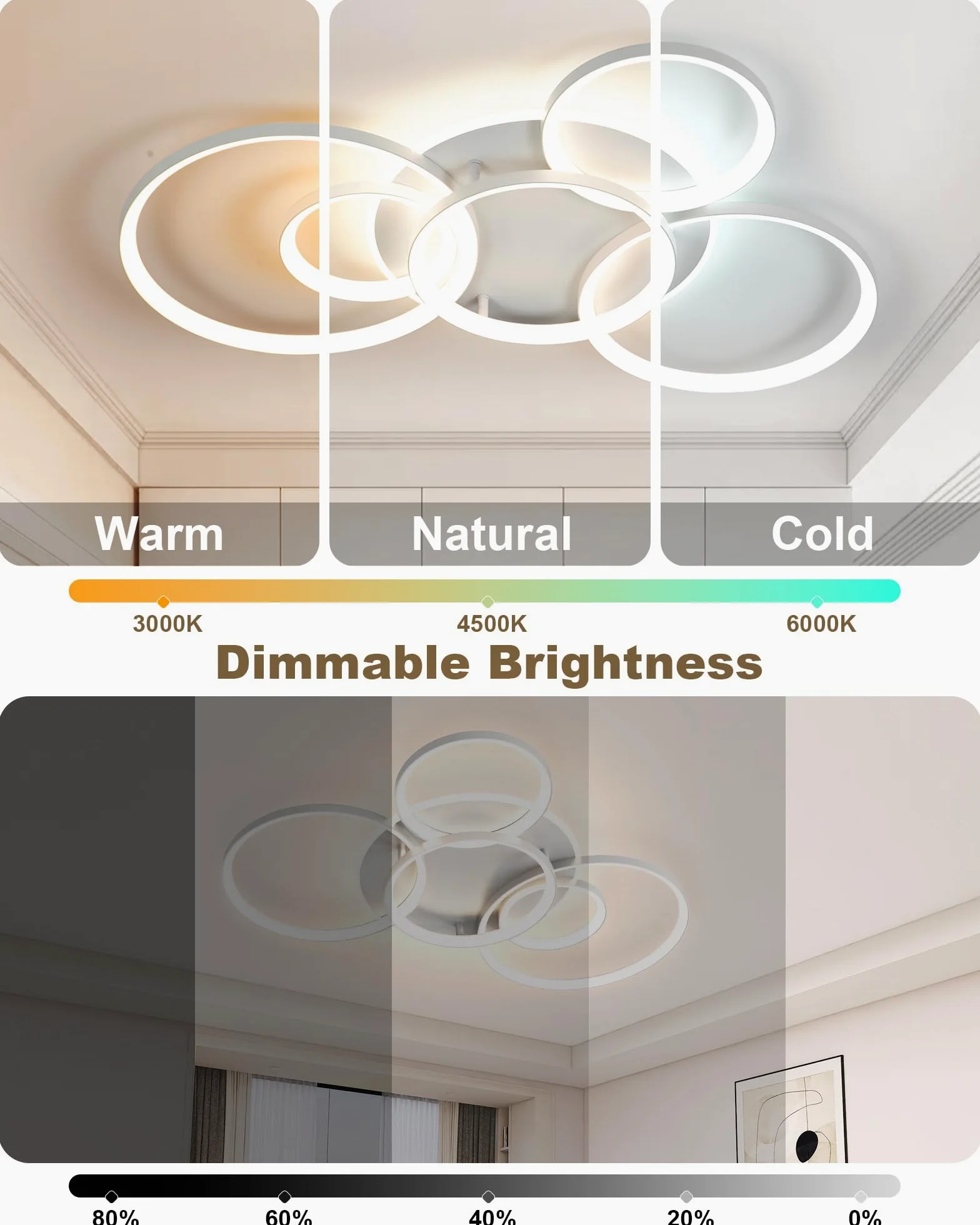 Plafoniera LED Soffitto Moderna, Lampadario Camera da Letto 86 * 60cm，Plafoniera LED Dimmerabile 3000K-6000K per Soggiorno Camera da Letto Sala da Pranzo 75W
