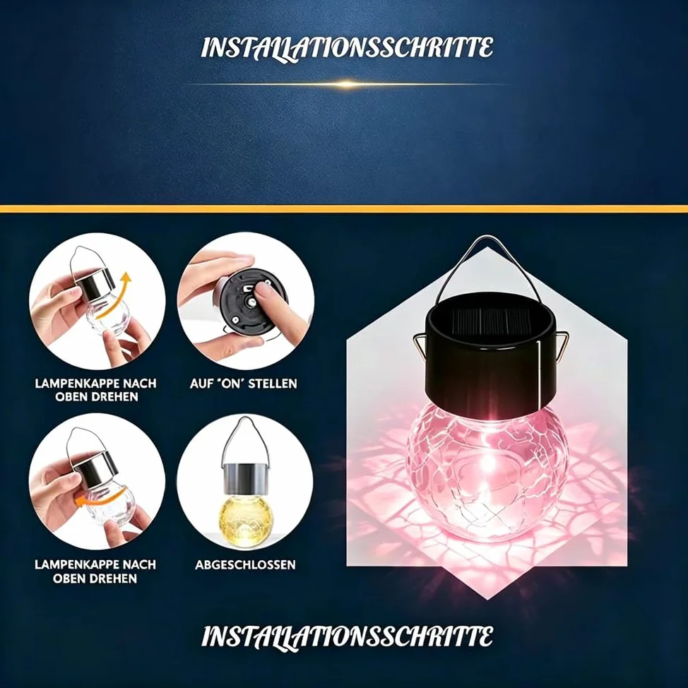 Piccole lampade solari per esterni da giardino, sospese, con clip, lampada solare per esterni, cambia colore automatico, lampadine solari per esterni, lampada solare da appendere in vetro rotto