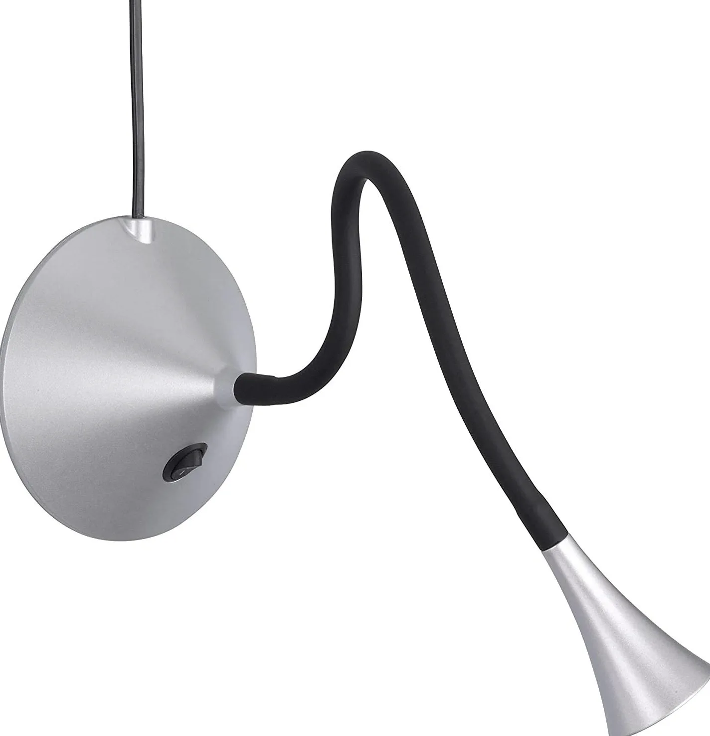 Reality R52391187 Lampada LED da Tavolo e da Parete, in Plastico, Braccio Flessibile, Nero/Argento