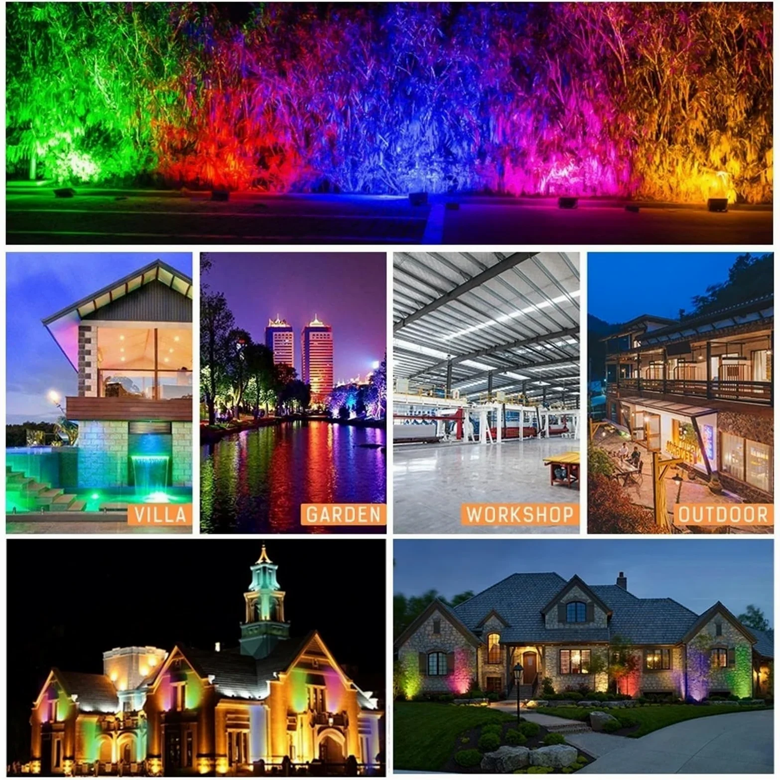Proiettore per esterni, Proiettore RGB Da 100 W, 50, 30 E 20, Riflettore IP68, LED Impermeabile, Illuminaze Giardino For Esterni(100 W)