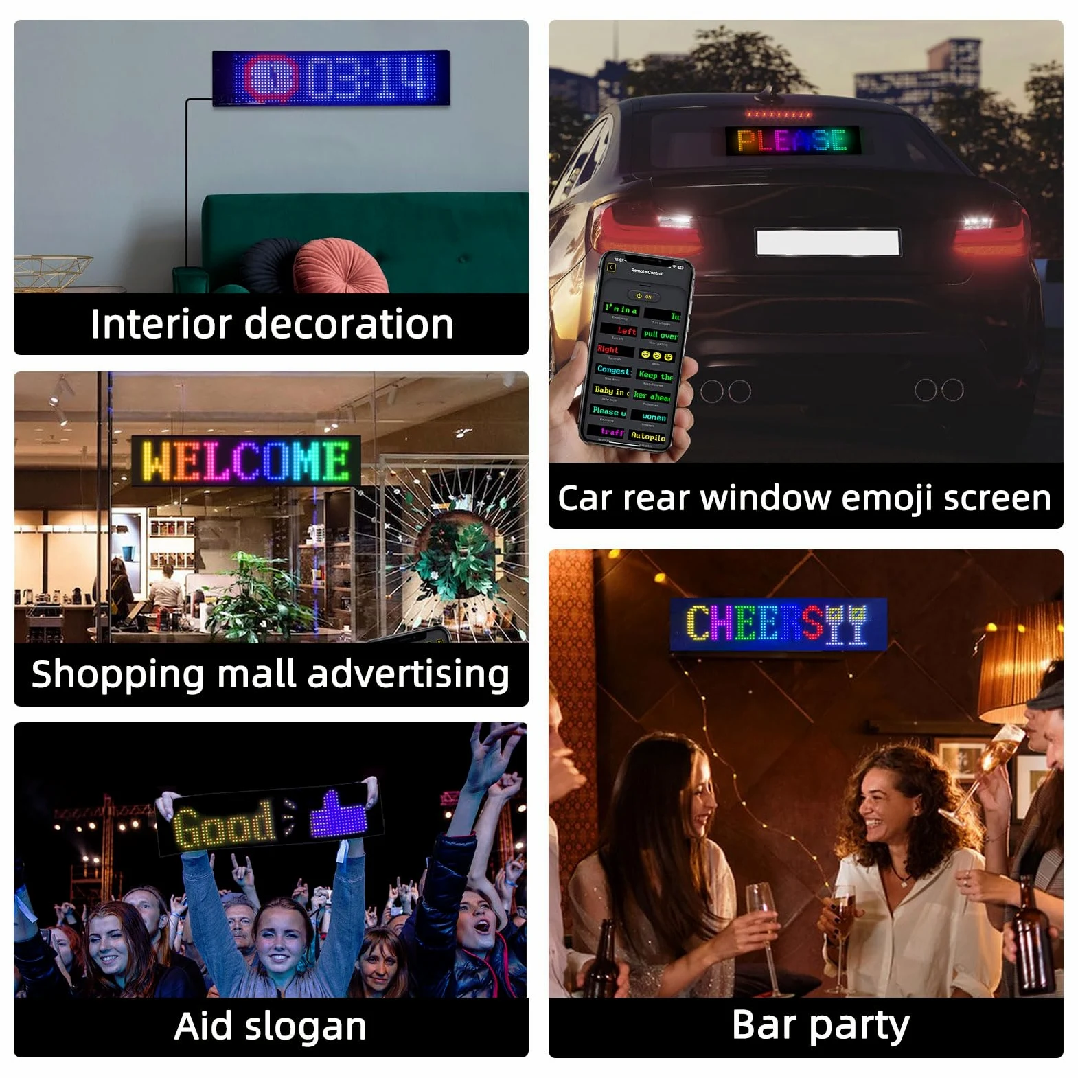 Insegna Luminoso LED, Pannello Flessibile Programmabile 90 x 20CM,Scritte LED Personalizzate Sostegno Testo, Animazione, Emoji Display, Bluetooth Smart APP, USB