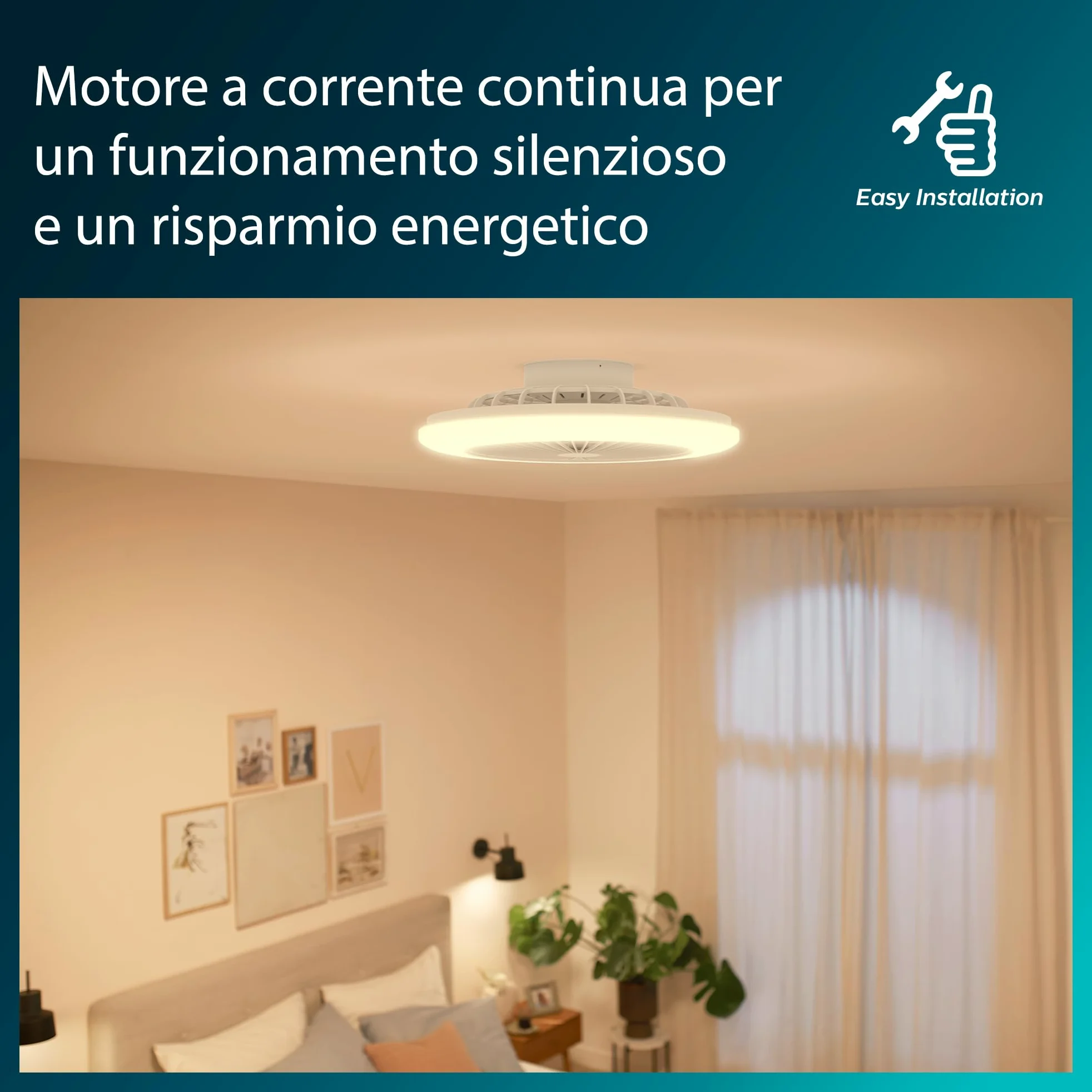 Amigo Fan Light Flat LED 25W+60W Remote Control round - sparkle