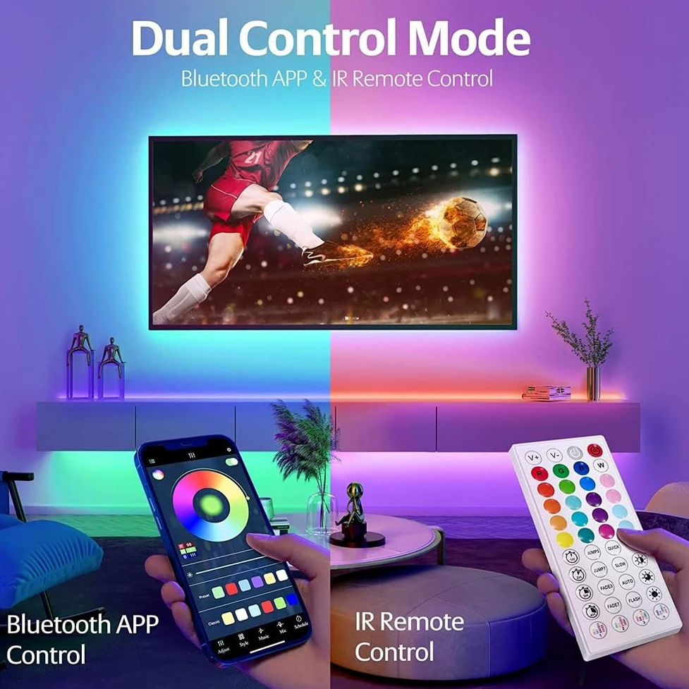 Barra luminosa a LED RGB, illuminazione ambientale alimentata tramite USB, per TV e computer, controllo app Bluetooth, striscia retroilluminata per sincronizzazione musicale