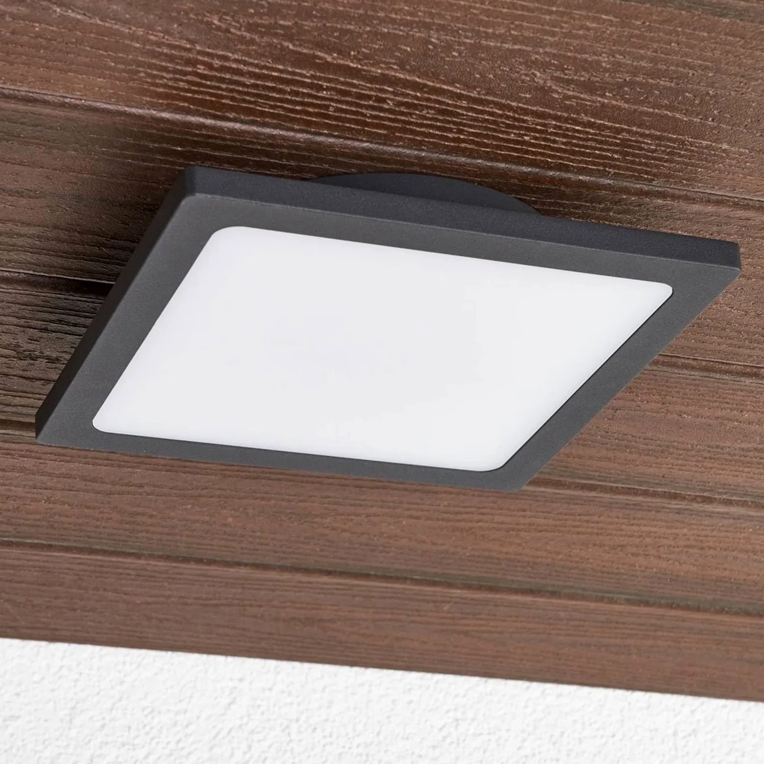 Lucande Plafoniere LED (Moderno) colore Nero, in Alluminio lampadina inclusa lampada da esterni per giardino terrazzo balcone e casa plafoniera