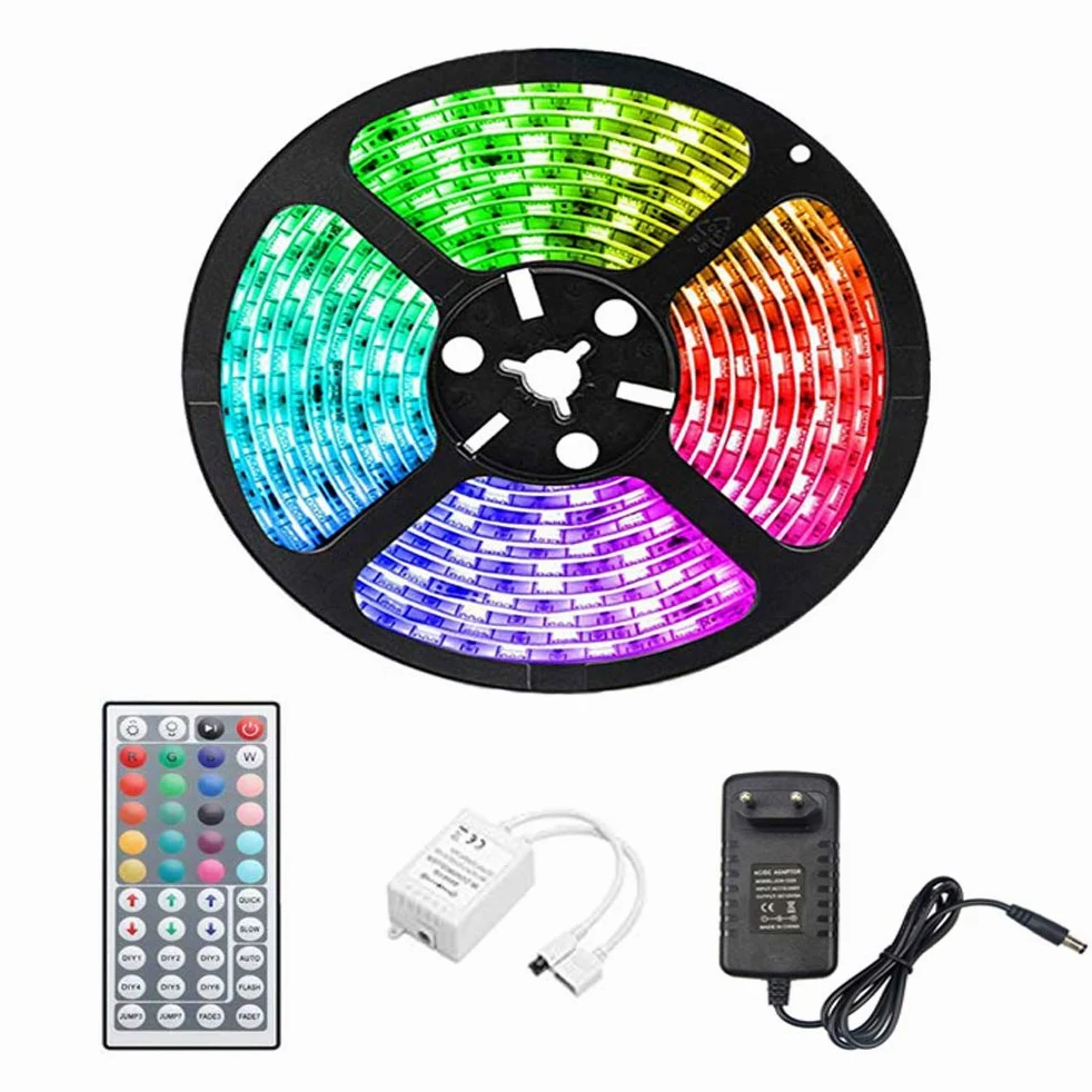 Striscia LED 5M, Luci Led Colorate Smart Phone Strisce LED Compatibile RGB SMD 5050 Musica Sync LED Strip Controllo App E 24/44 Tasti Telecomando RF Per Casa Cucina Festa TV Decorazione,44key,10M