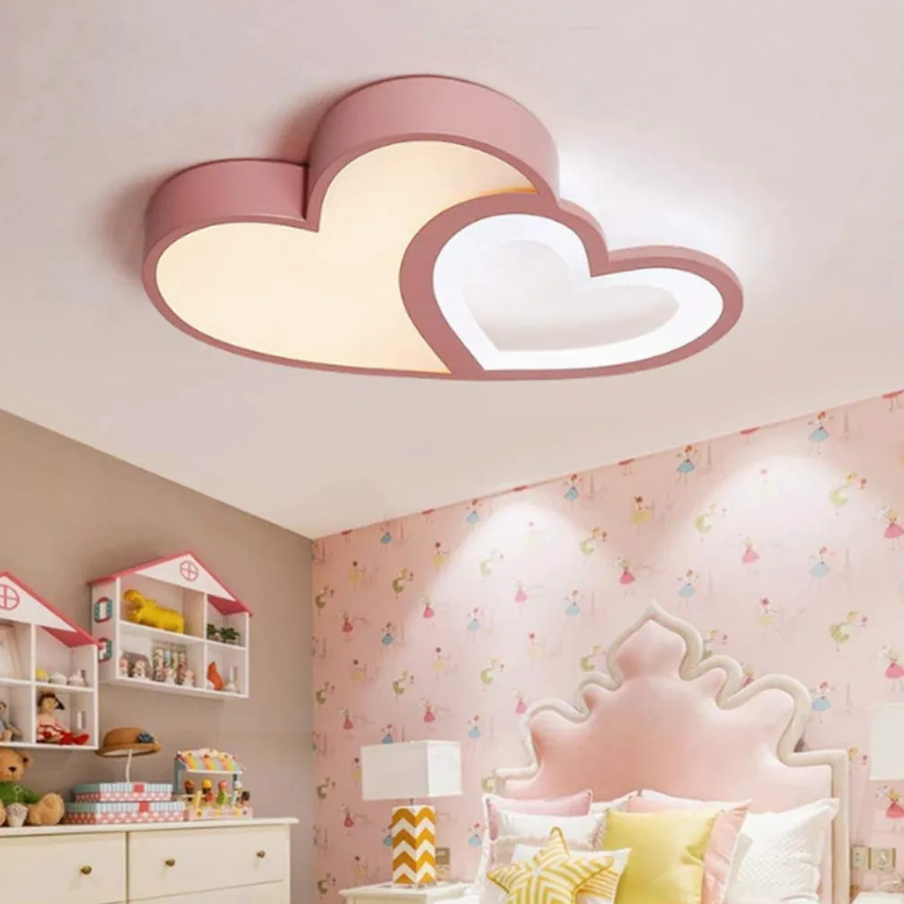 Soffitto Del LED Luce Della Lampada Vivaio Dimmerabili Telecomando Plafoniera Creativa Moderna Romantica Forma Di Design Rosa Lampadario Cuore Luci Decorazione Acrilico Ragazza Ragazzo Camera Letto