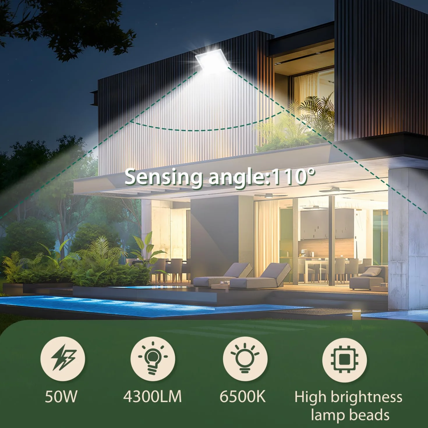 Aigostar Faretto LED da Esterno 50W,4300LM,Faretti LED Esterno luce bianca 6500K,Luce di Sicurezza Impermeabile IP65,Per Giardino,Cortile,Garage,Corridoio. 8 pezzi