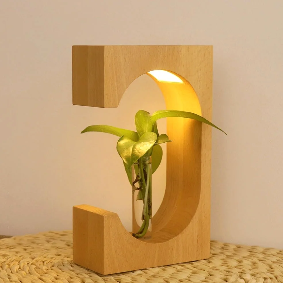Lampada da tavolo Piccola luce notturna creativa, regalo semplice, lampada da scrivania con pianta ornamentale Lampade per la camera da letto