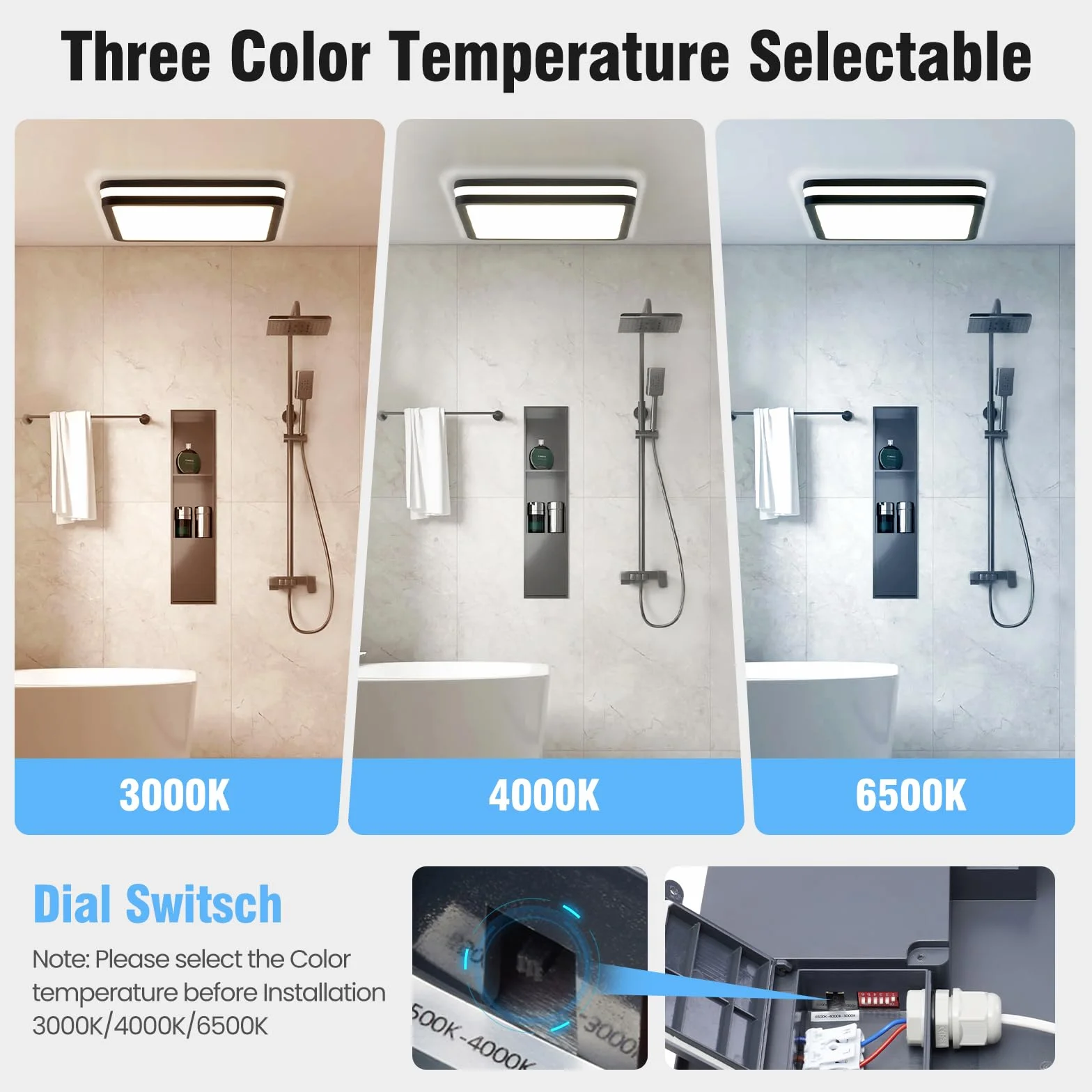 LEZOE 2er Plafoniera LED con sensore di movimento IP65 impermeabile, 18W 2700lm 150(Lm/W) lampada da soffitto con sensore 3000K/4000K/6500K Ideale per bagno, garage, corridoio, balcone 22cm Grigio