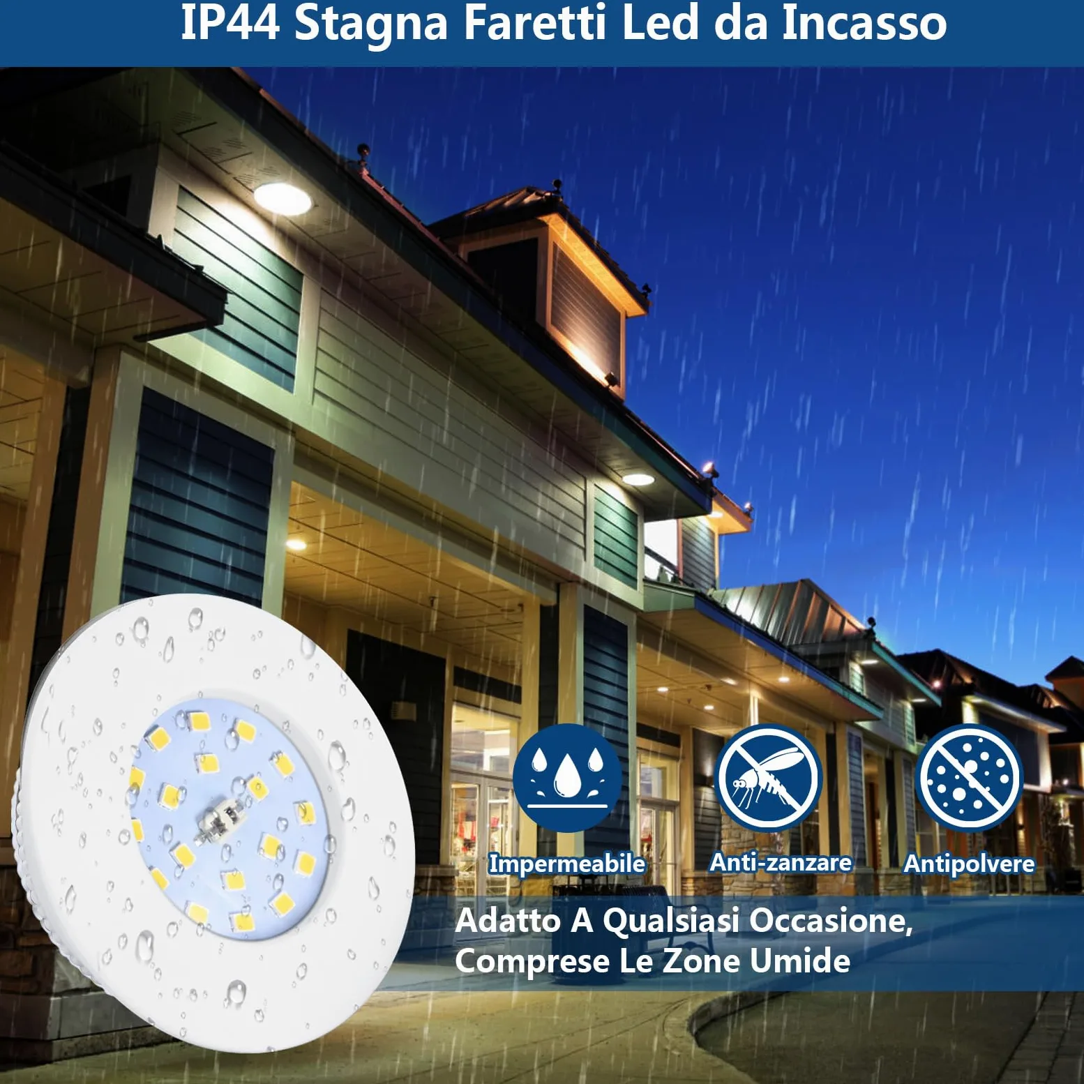 HiBay 6 Faretti Led da Incasso per Cartongesso 5W Ultrasottili Faretti Led Soffitto Incasso 500LM,6000K Bianco Freddo,220V IP44,Diametro Foro Ø60mm-65mm per Bagno,Esterno