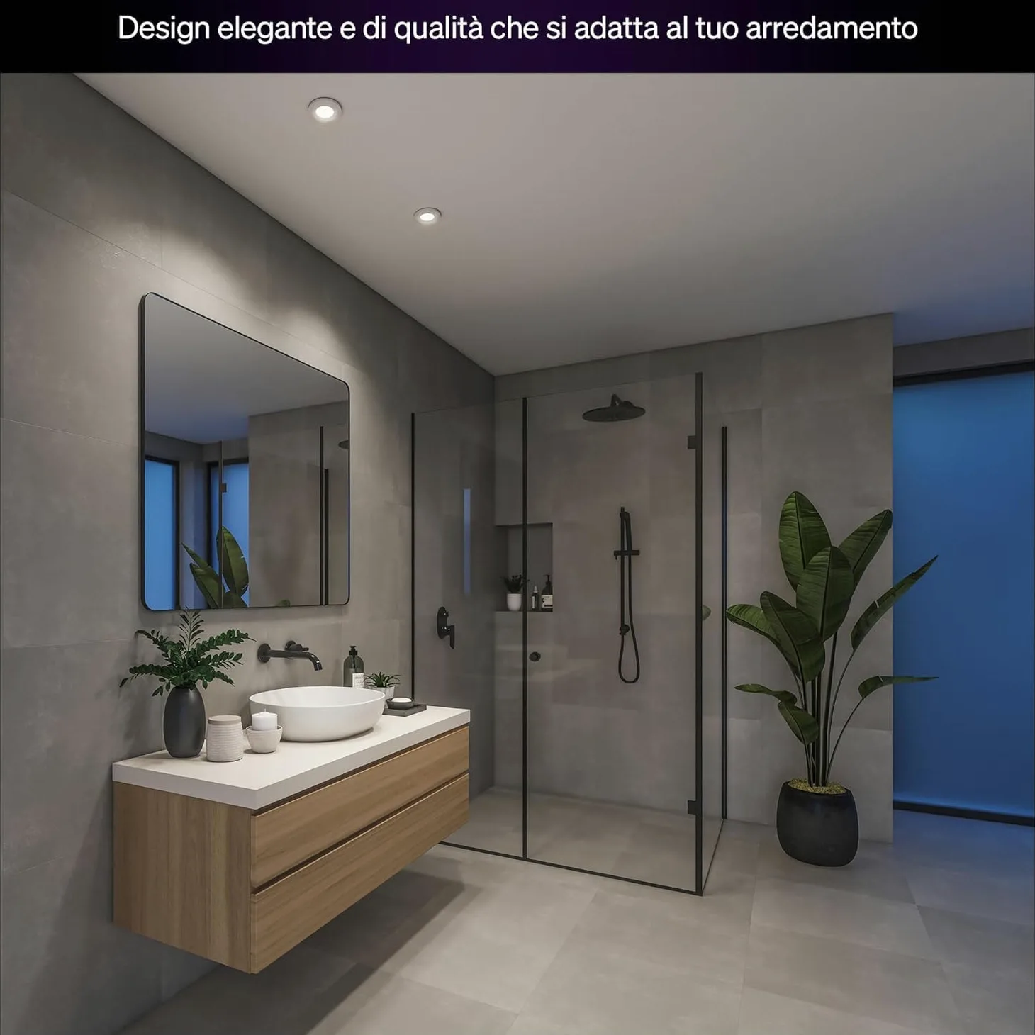 Philips Hue White Ambiance Adore, Faretto LED Smart da incasso, luce da bagno dimmerabile, Rotondo, Bianco, 3x4.2W, Telecomando Dimmer Switch incluso