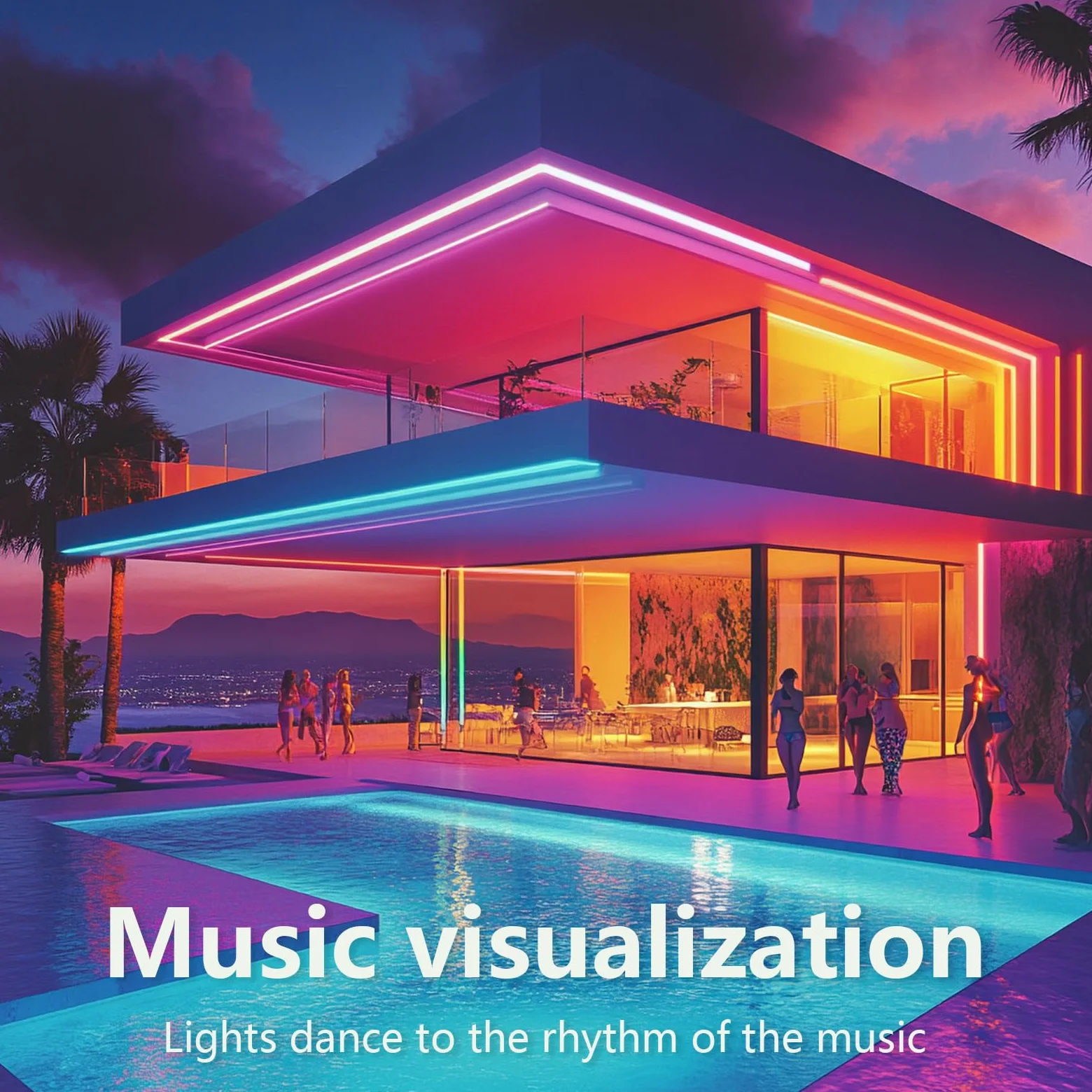 Striscia LED impermeabile per esterni, IP67, con sincronizzazione musicale, striscia LED controllata da app, per fotocamera, giardino, balcone, vacanze, decorazione della stanza (20 m)