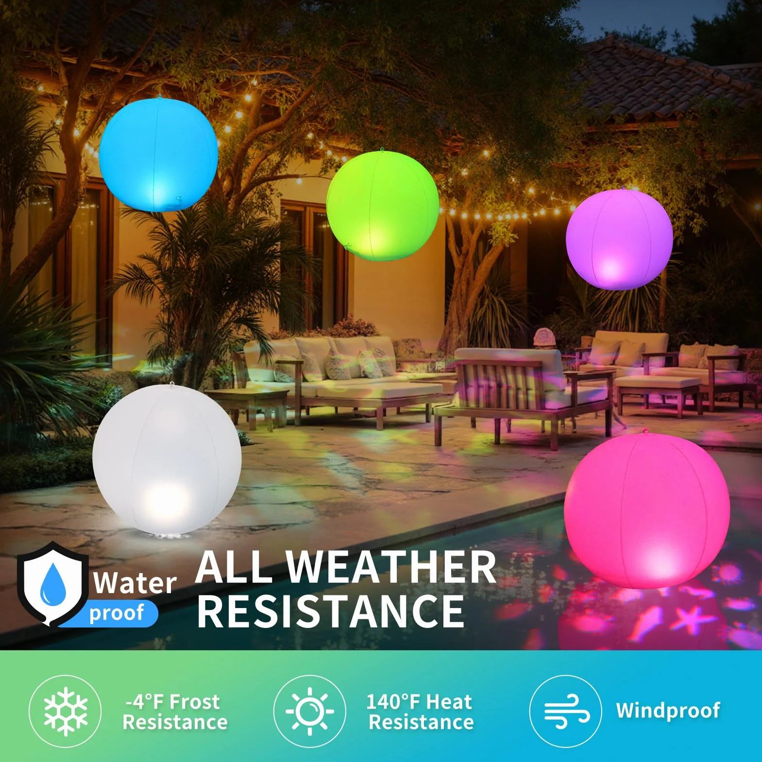 Luxfero Luci Galleggianti per Piscina a Solare,Palla Luminose per Piscina Gonfiabili,Luci Piscina Impermeabili IP68 per Laghetto,Delle Luci LED Piscina per Proiezione Animali da Giardino - 2 Pezzi