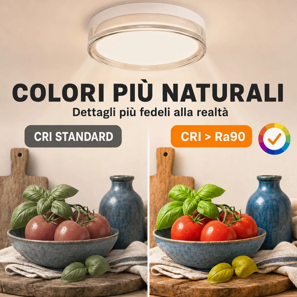 MARSI Plafoniera LED IP65 Ø30 cm 24W, 3 CCT 2800K 4000K 6000K | Bianca, installazione a soffitto o parete, per bagno, corridoio e balcone. Bordo in acrilico trasparente