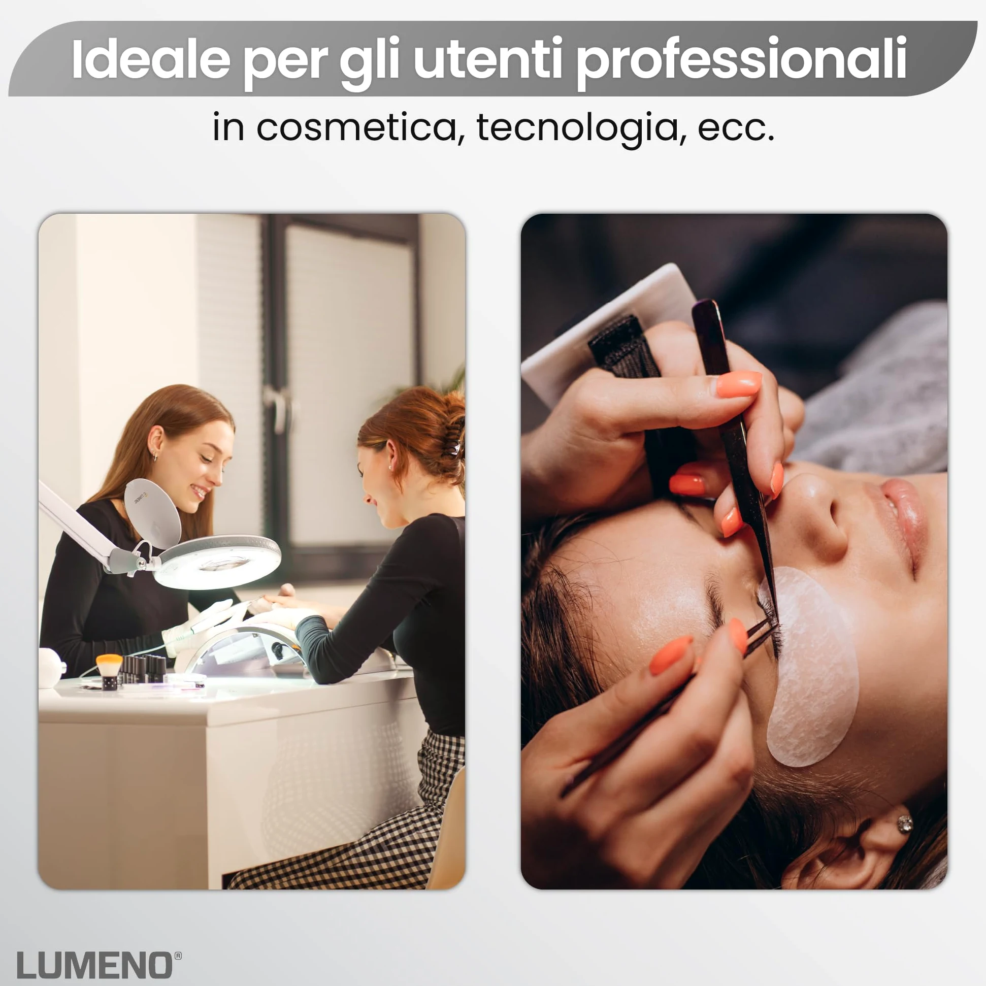 Lumeno 8215GR Lampada d'ingrandimento a LED Lampada da lavoro e estetista, livelli di luminosità regolabili, lente in vetro cristallino da 127 mm, ausilio alla lettura/ingranditore, 5 diottrie