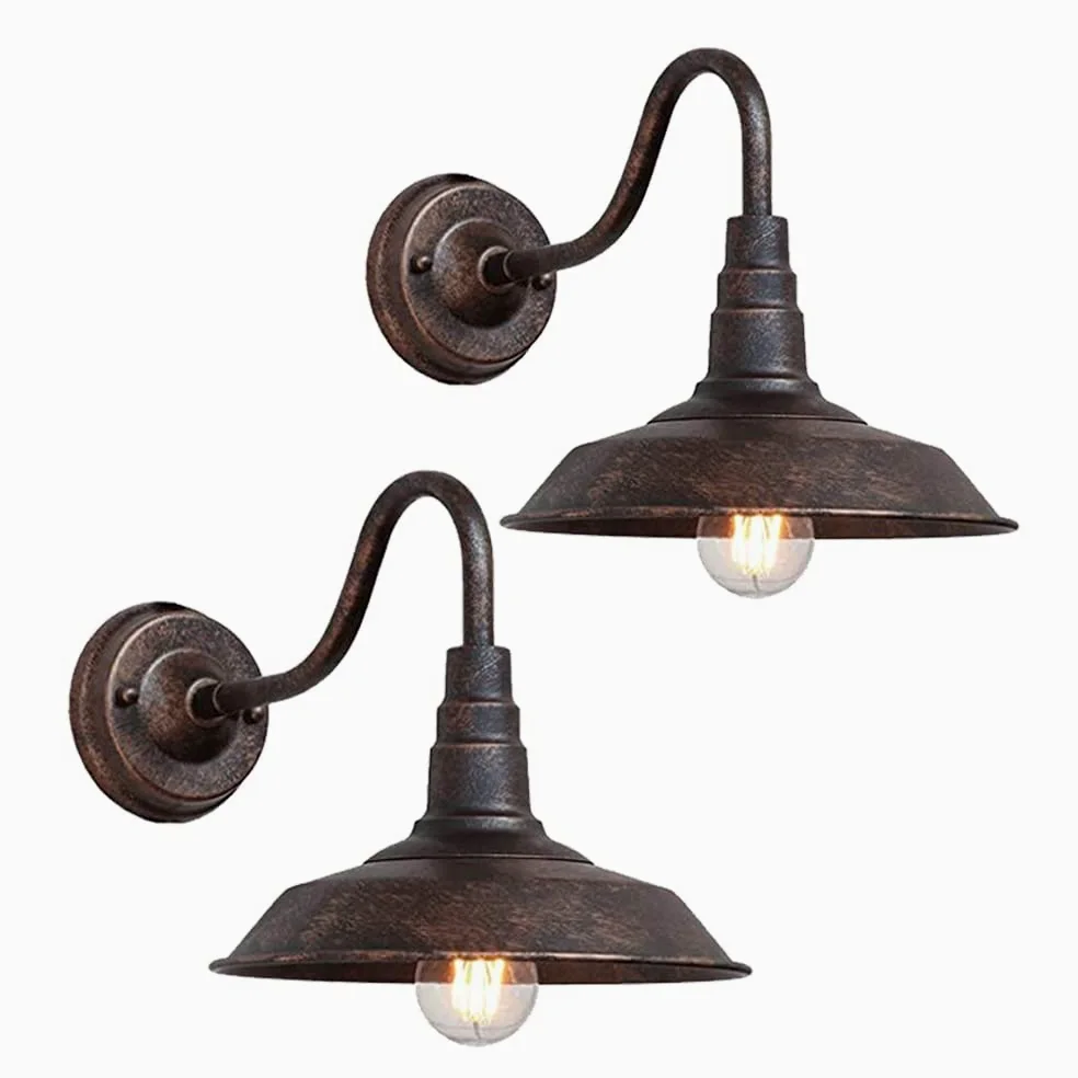 2 Pezzi IP54 impermeabile applique da parete per esterni 10 "applique da parete per esterni in bronzo retrò E27 lampada da parete in ferro antico casale lanterna esterna per portico garage