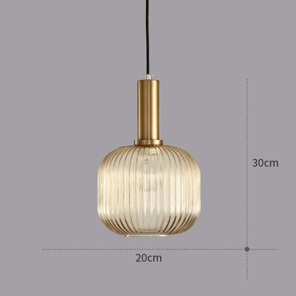 Lampada a sospensione moderna, lampada a sospensione in vetro ambrato con portalampada in rame dorato