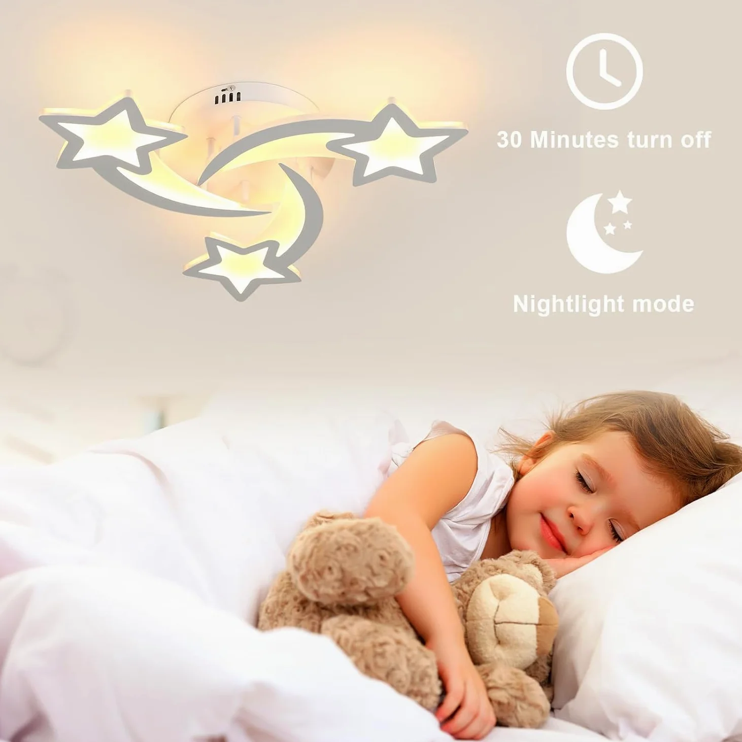 Toolight Plafoniera LED dimmerabile 30 W 3375 LM, lampadario camera da letto per bambini con telecomando 3000 K-6500 K, moderna lampada da soffitto per camera dei bambini, soggiorno, camera da letto,