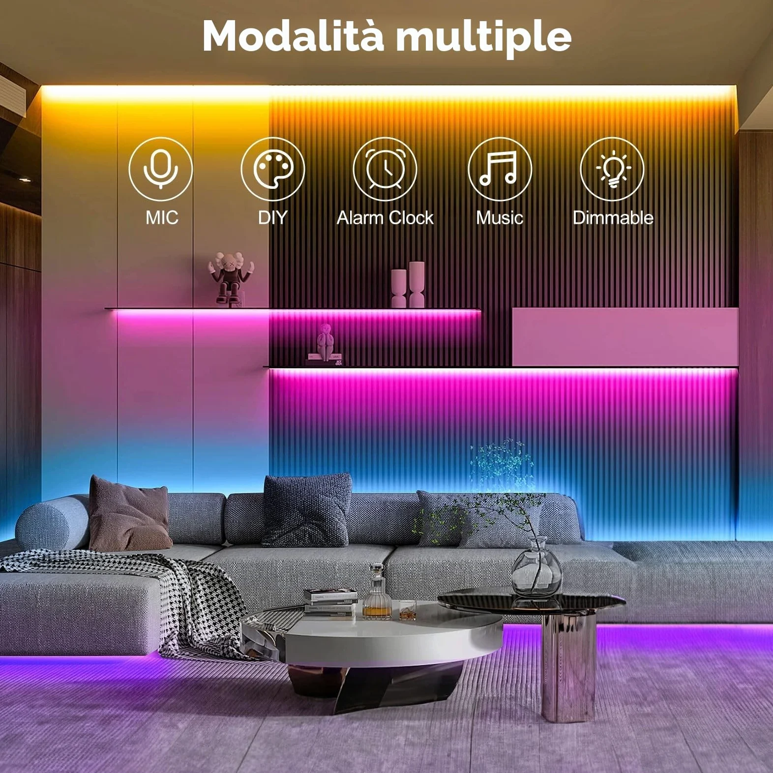 LUXONIC Impermeabile Striscia LED 10m(2X5M), 60 LED/m, 600 LED Super Luminoso, 24V 5050 RGB Esterna Flessibile Luci LED Colorate, APP e Telecomando, Sincronizzazione Musicale, per Cucina, Feste, Bar