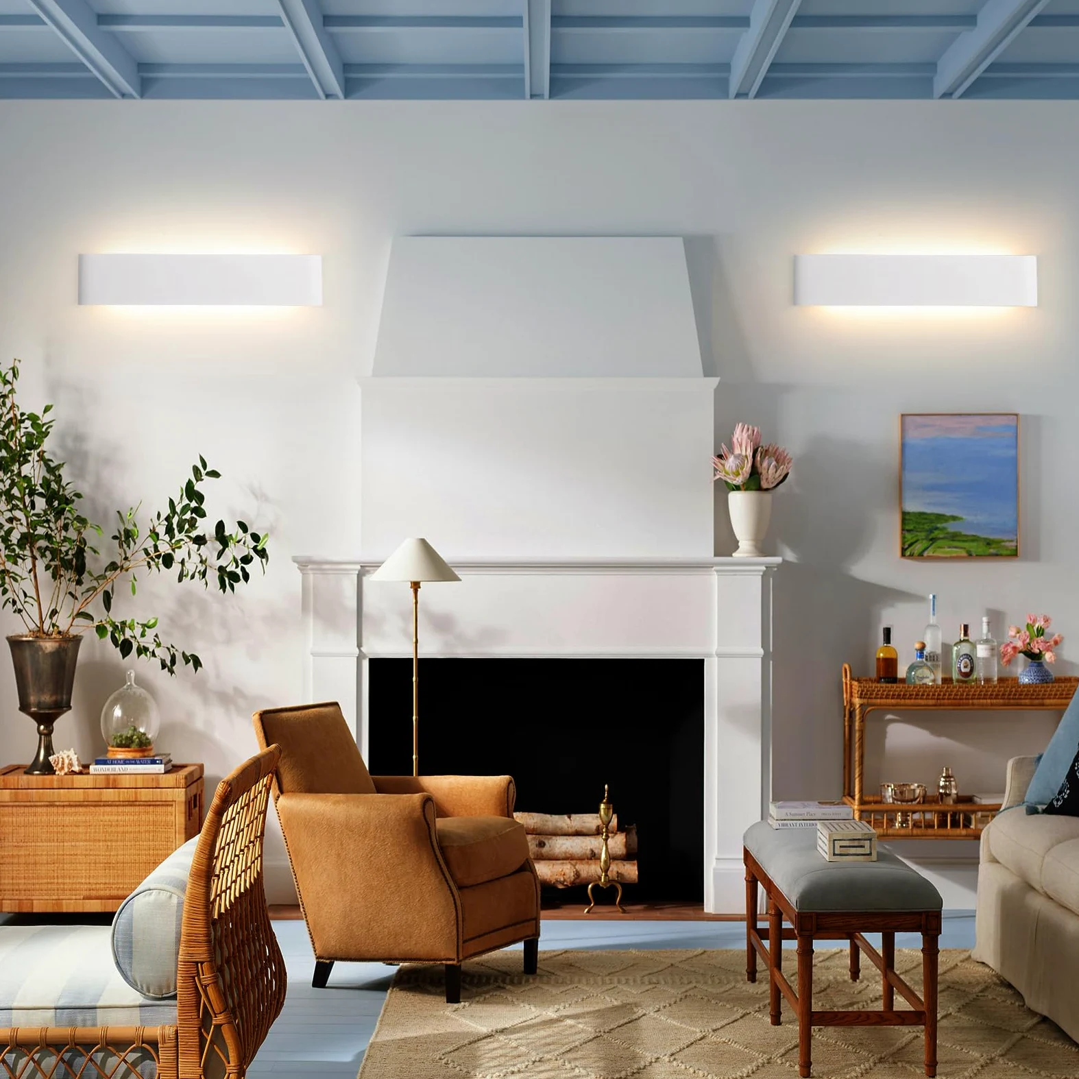 YCZM Applique da Parete Interno 24W,Lampada LED Parete Interni 3000K/4000K/6500K Temperature a tre colori opzionale,Applique LED da Parete Interno 38CM 2880LM,Lampada a Muro 4 Pezzi Bianco