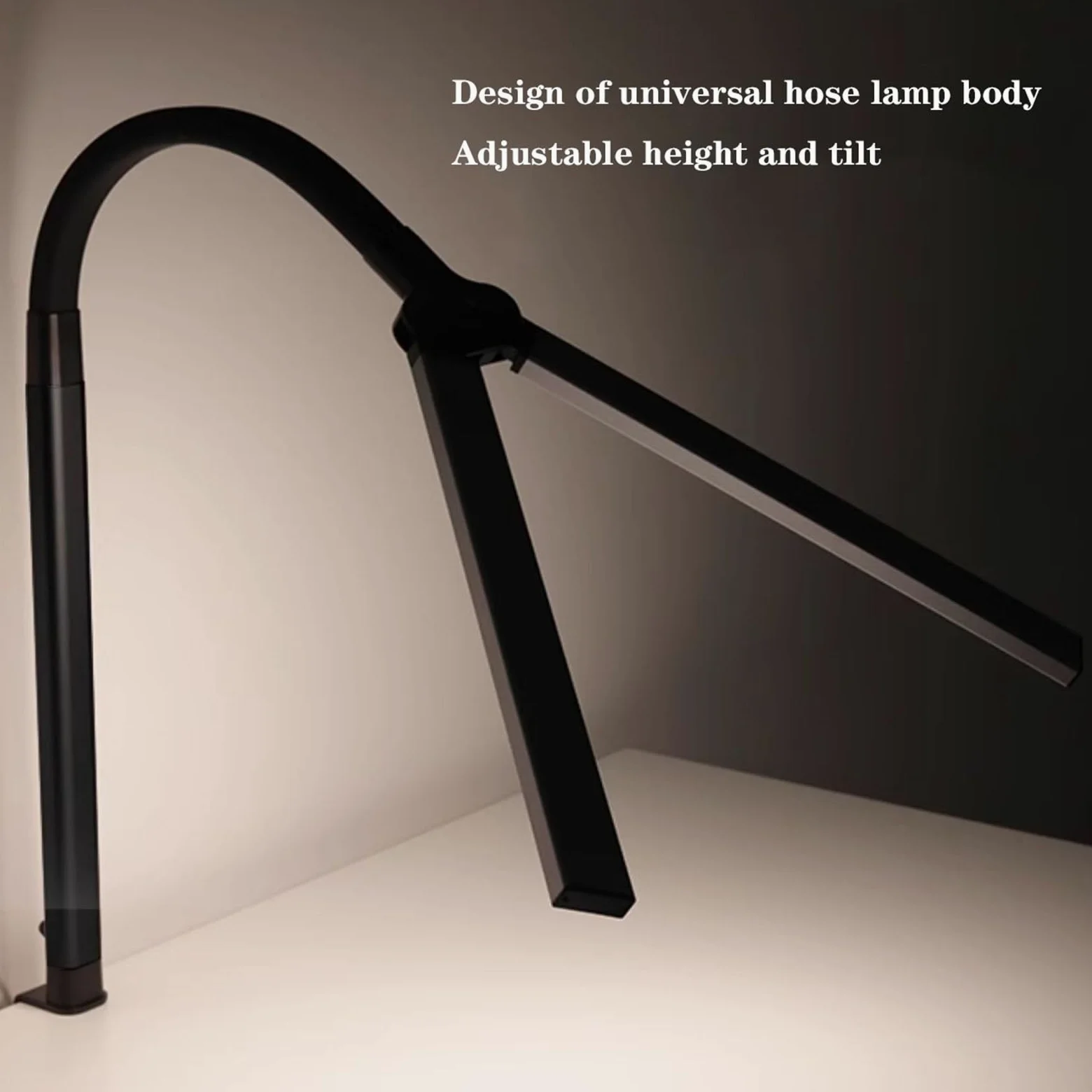 Lampade da scrivania Lampada da scrivania a morsetto, lampada a LED a doppia testa, 10 modalità di illuminazione e livelli di luminosità, collo cigno flessibile per monitor, lampade protezione degli