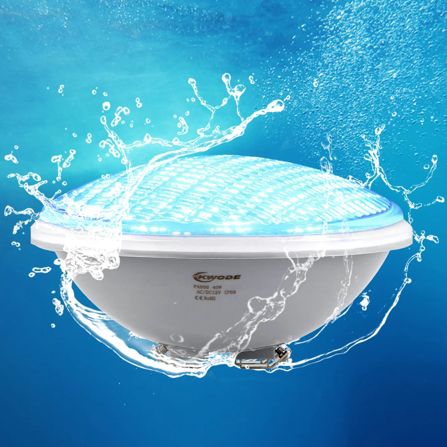 LED Illuminazione per Piscina PAR56, 40W LED Blu Luci Subacquee Luce per Piscina IP68 Impermeabile, Illuminazione Subacquea per Piscina 12V DC/AC (Blu)
