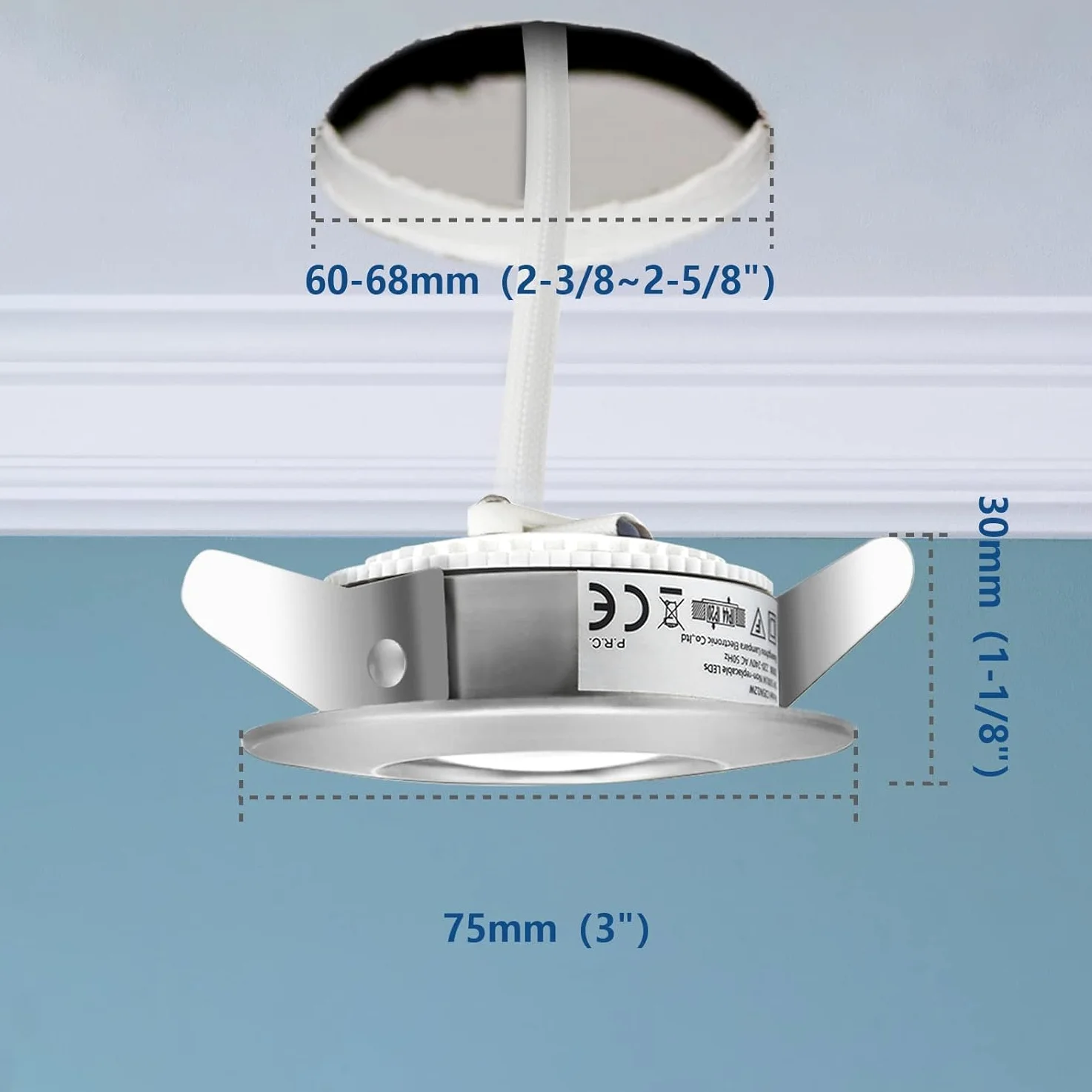 HiBay 10 Faretti Led da Incasso per Cartongesso 5W Ultrasottili Faretti Led Soffitto Incasso 500LM,3000K Bianco Caldo,220V Inox IP44,Diametro Foro Ø60mm per Bagno,Esterno